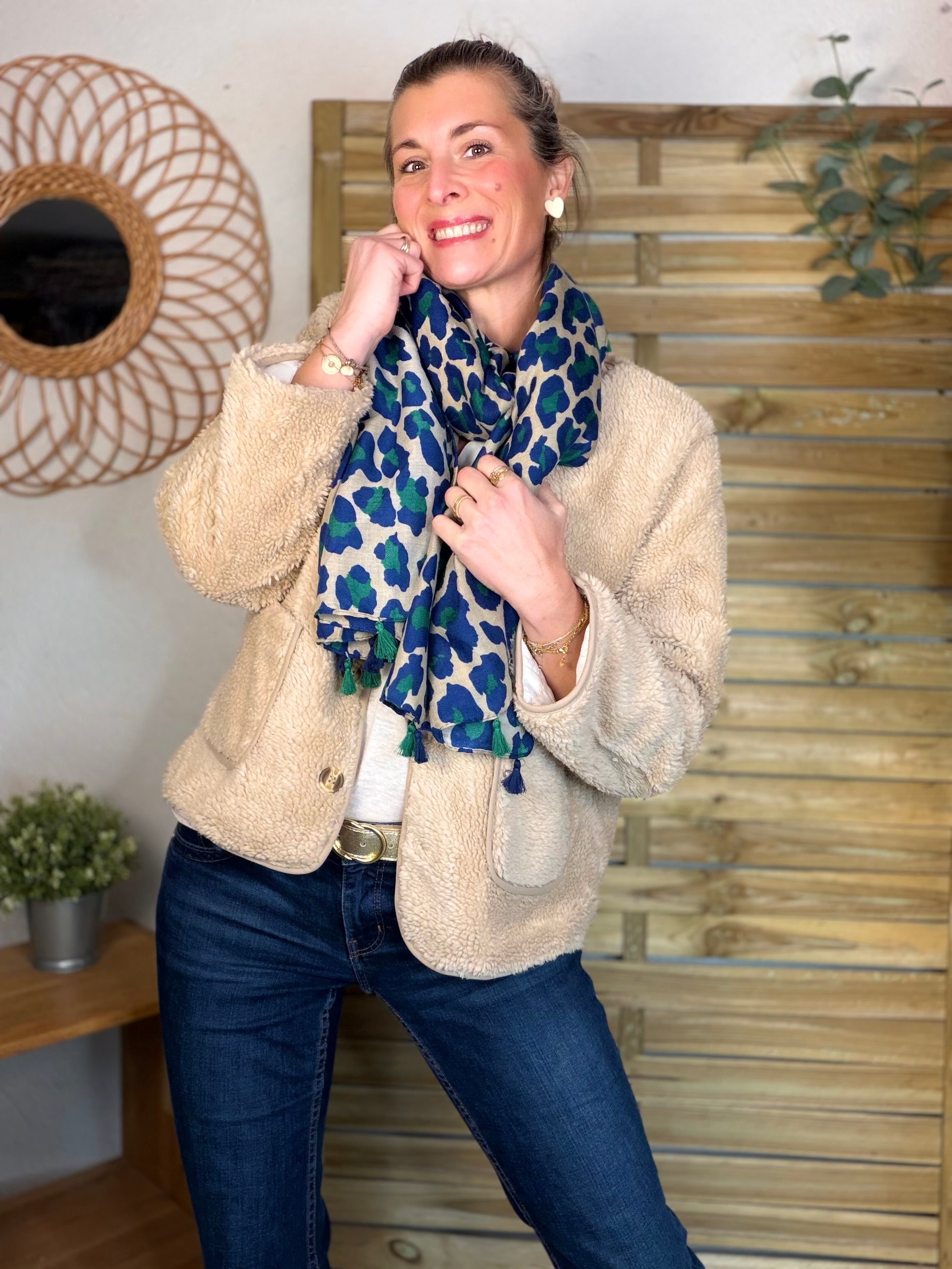 Foulard Léo CLEM - Bleu roi / vert 🐆