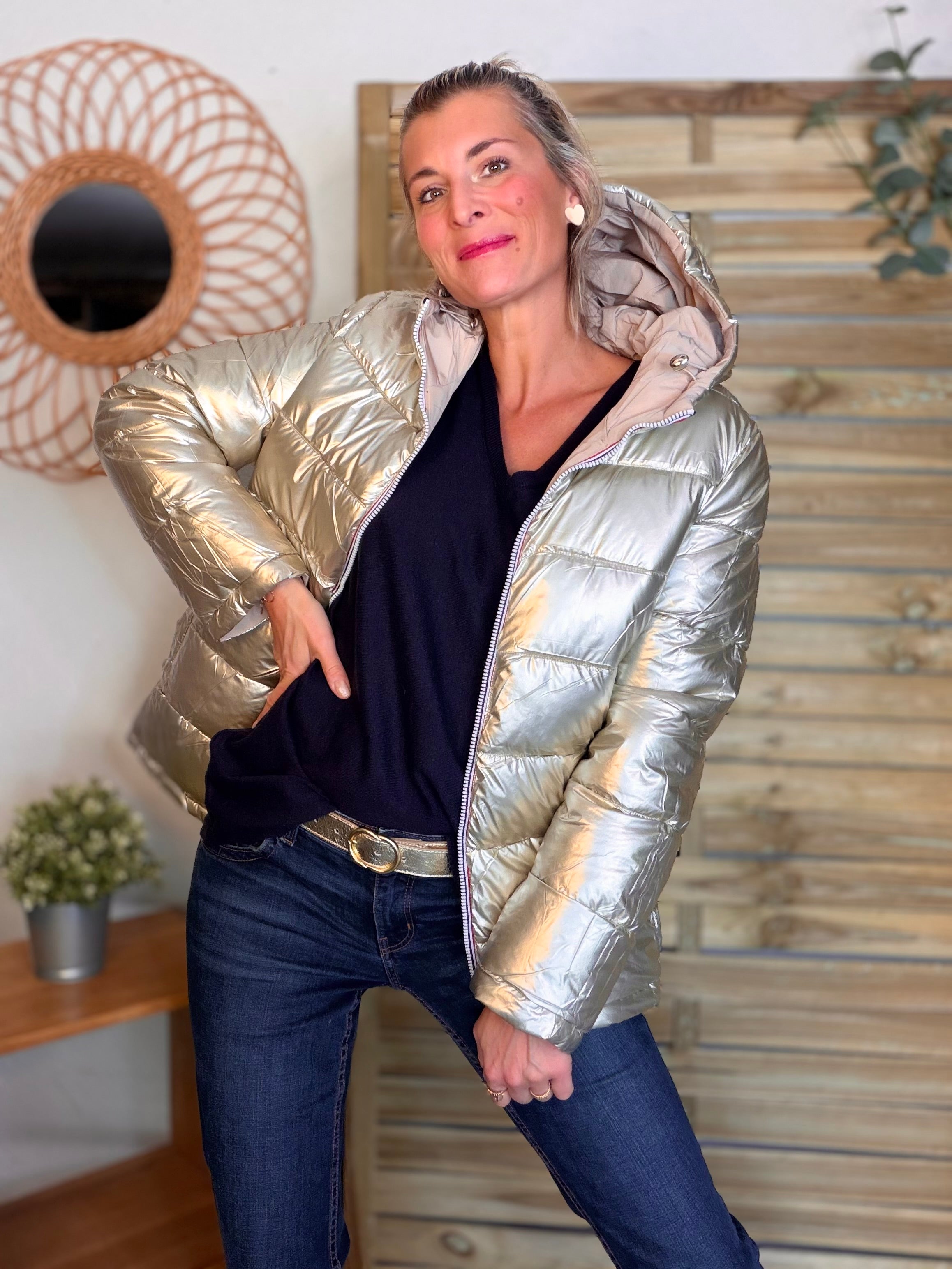 ⚡️PÉPITES FRIDAY - Doudoune imperméable réversible longue ANGÈLE COURT - Beige rosé - MELYA MELODY