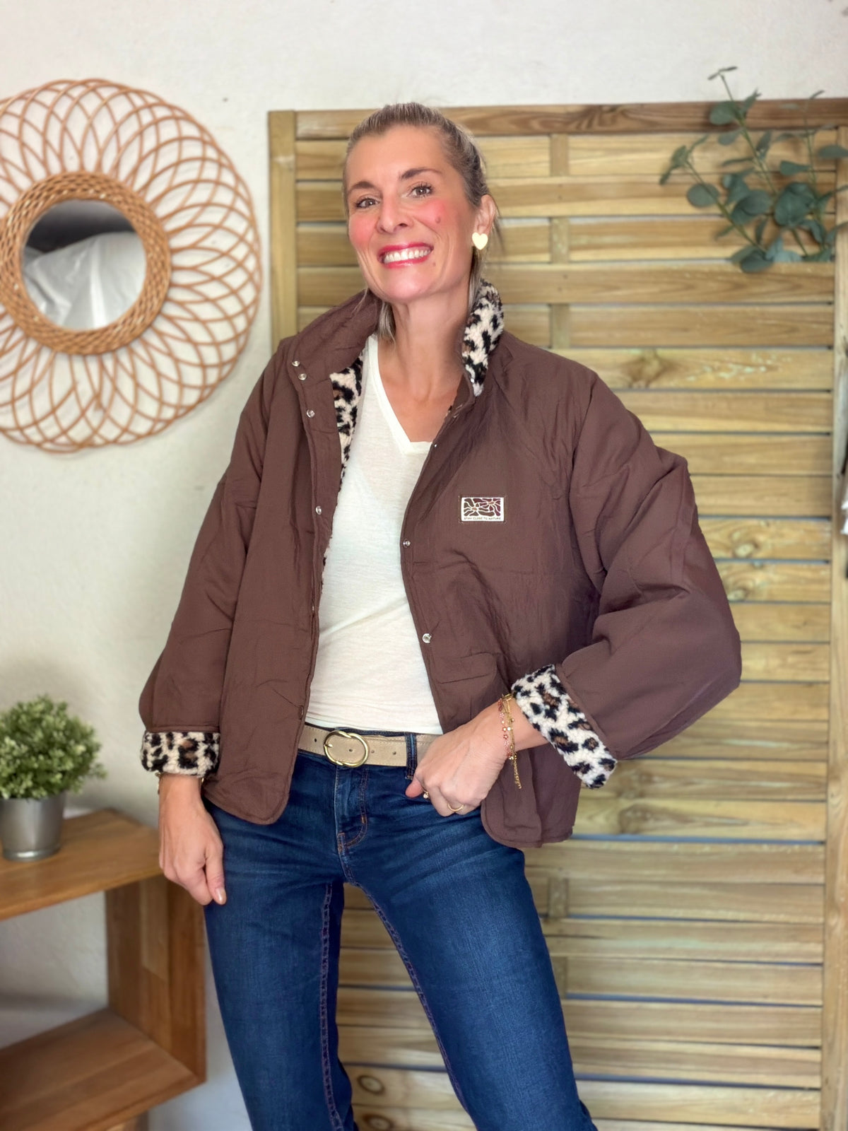 Veste matelassée réversible Sherpa AMÉLIE Choco / Léo