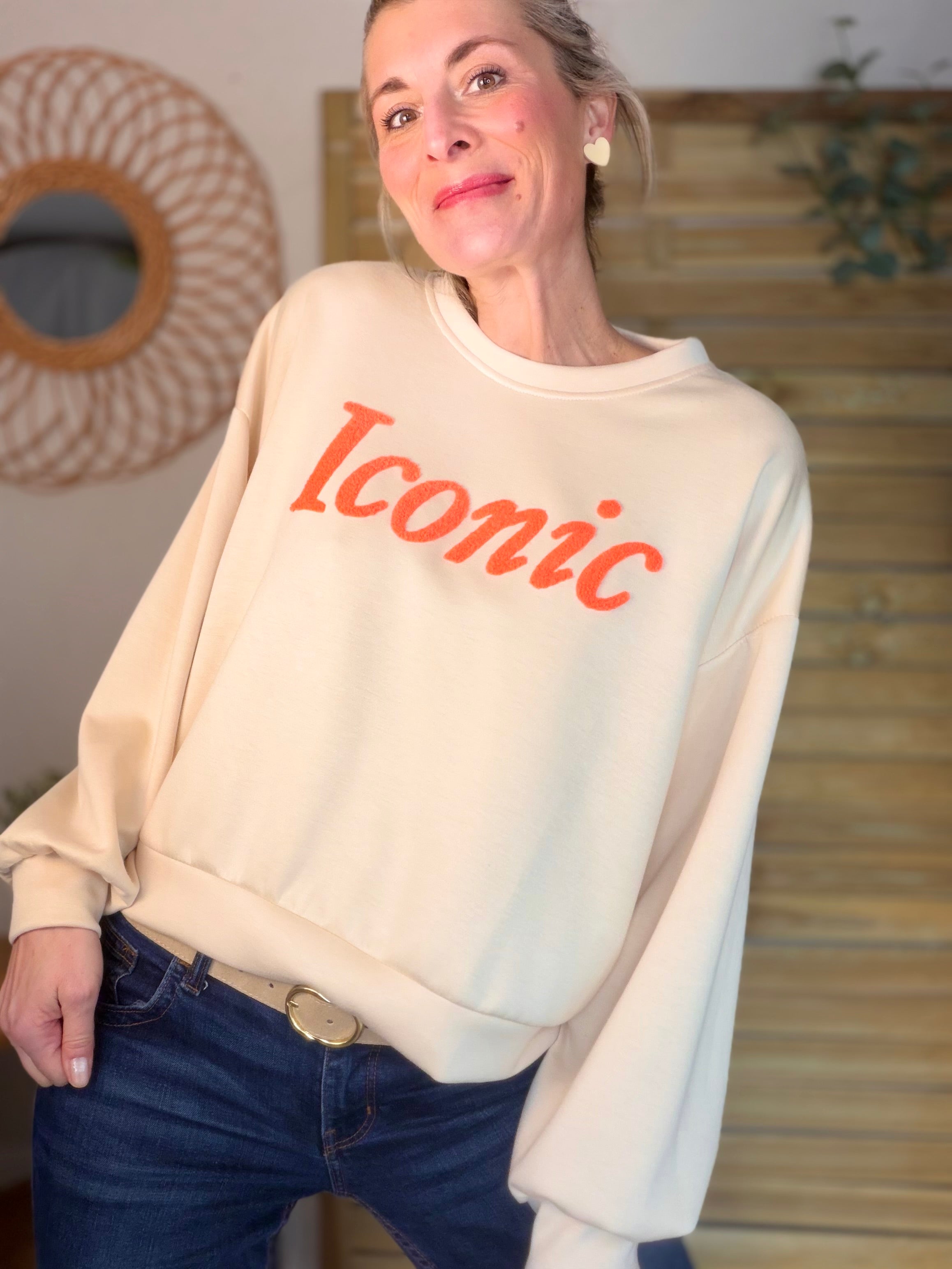 Sweat doux Iconic  - LAURINE Beige/Orange