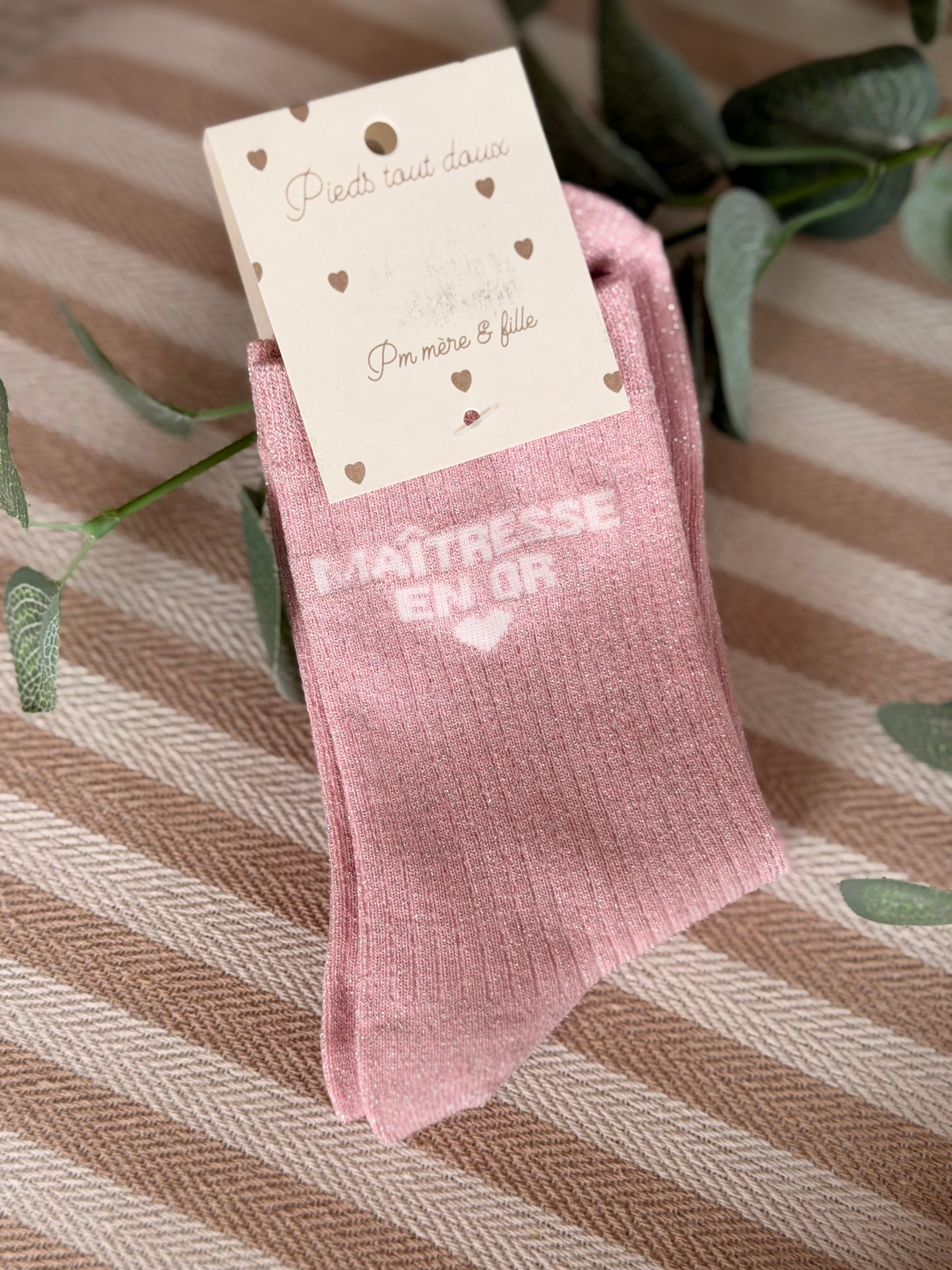 Chaussettes scintillantes glitter ZIA - Maîtresse / Maman / Amoureuse