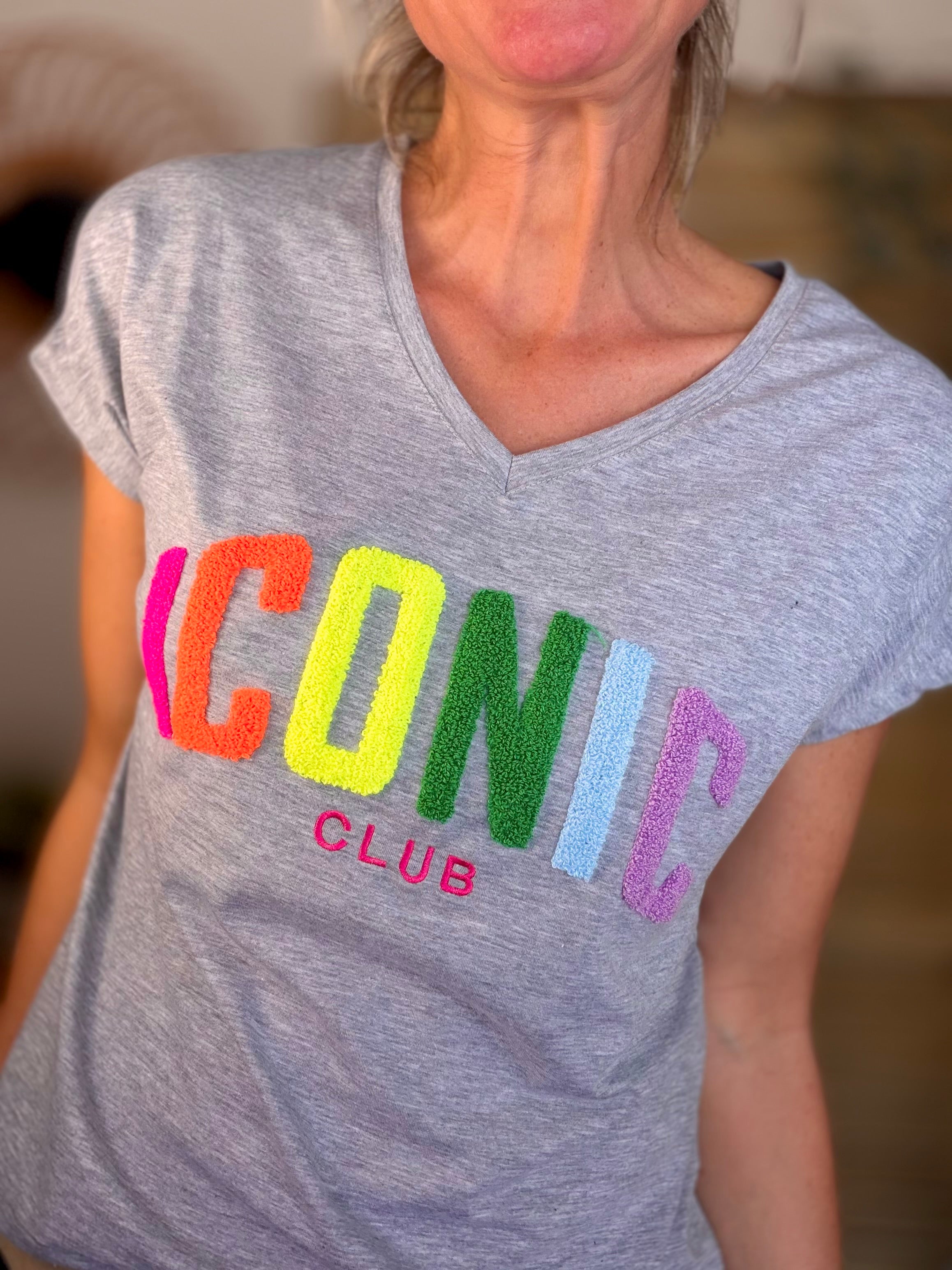 Tee shirt col V cœur ICONIC club MIRANDA Gris