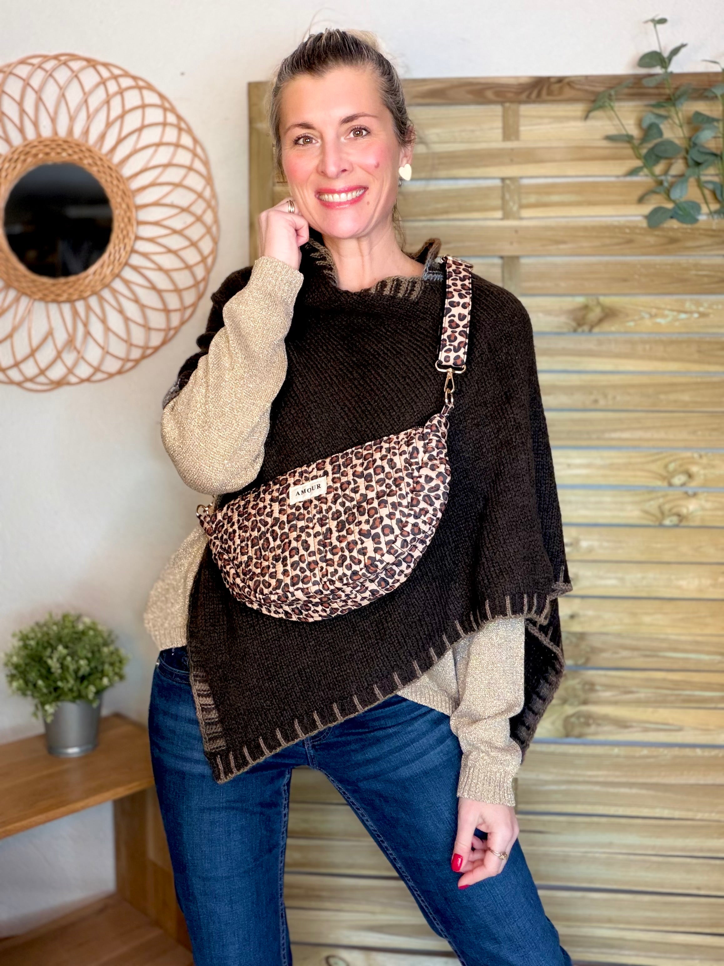 Poncho asymétrique GISÈLE - Choco