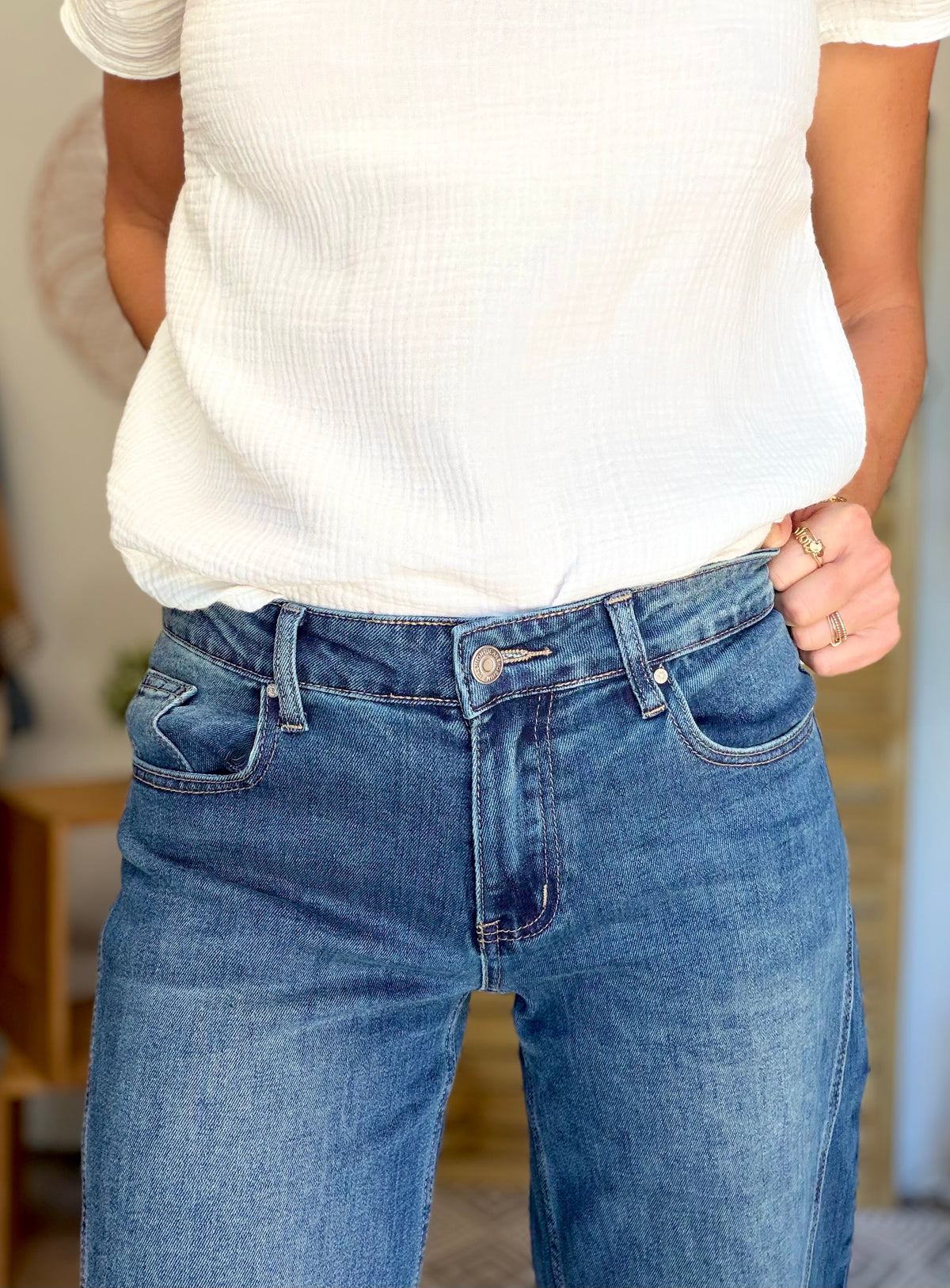 Pantalon Jean coupe barrel LÉON Bleu
