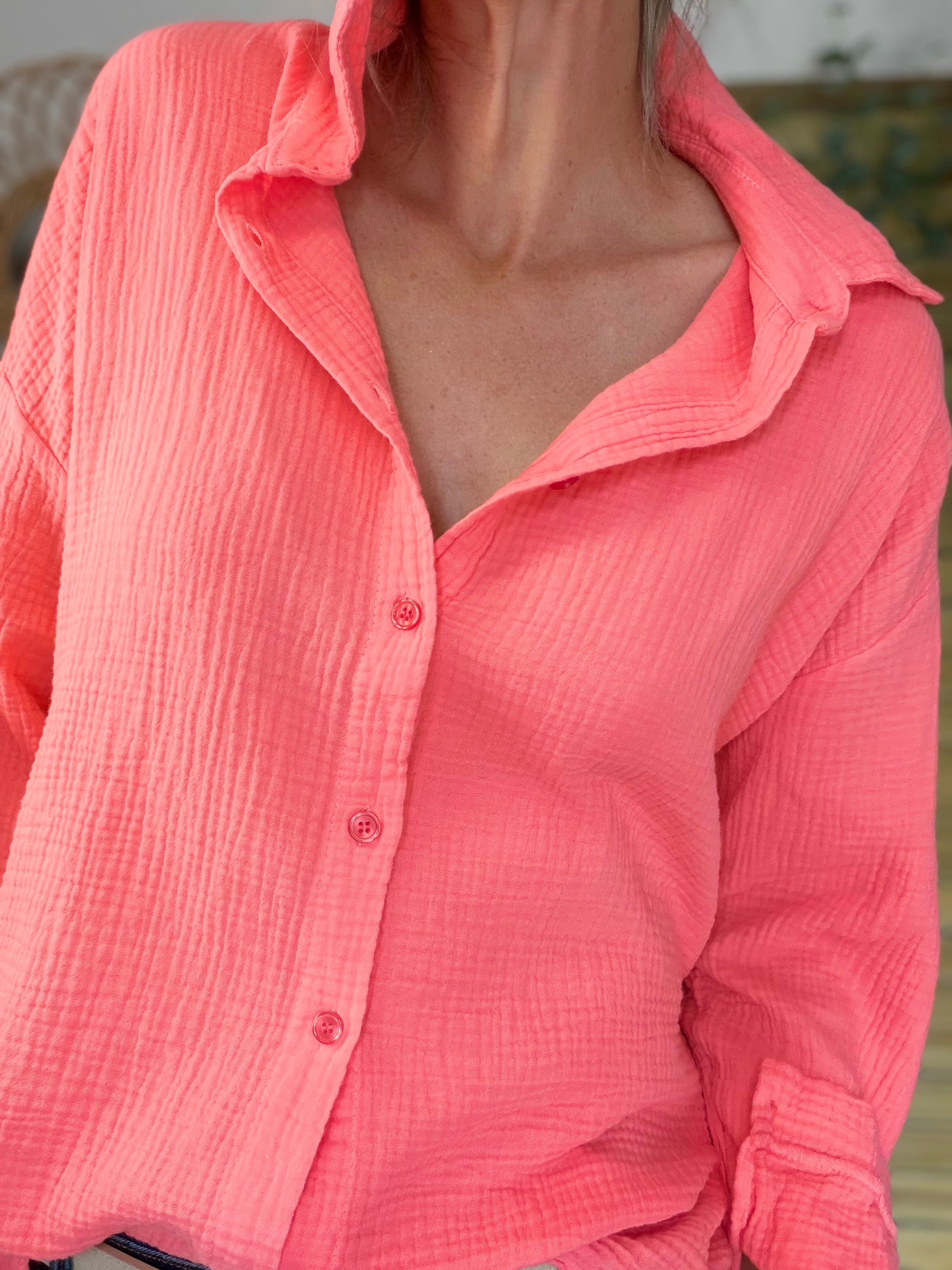 Chemise en gaze de coton ICONIC - ALANIS Corail