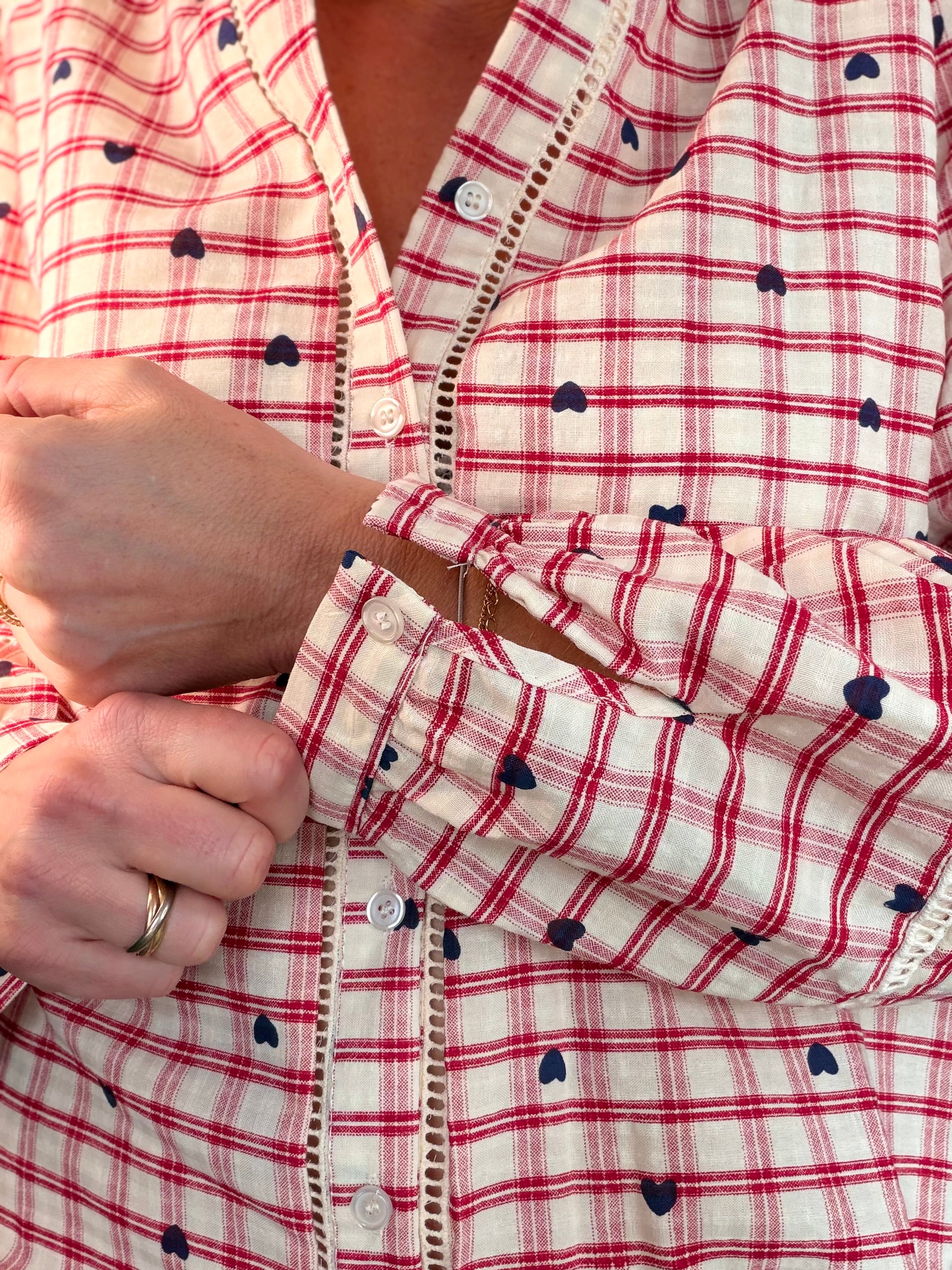 ⚡️ARRIVAGE - Blouse à carreaux et cœurs 💙 LYA rouge