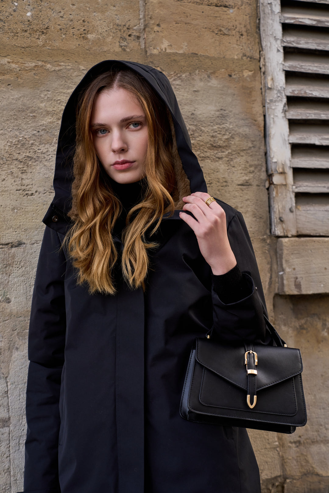 Parka fourrée imperméable AMBRE - Noir / Camel - LAURA JO