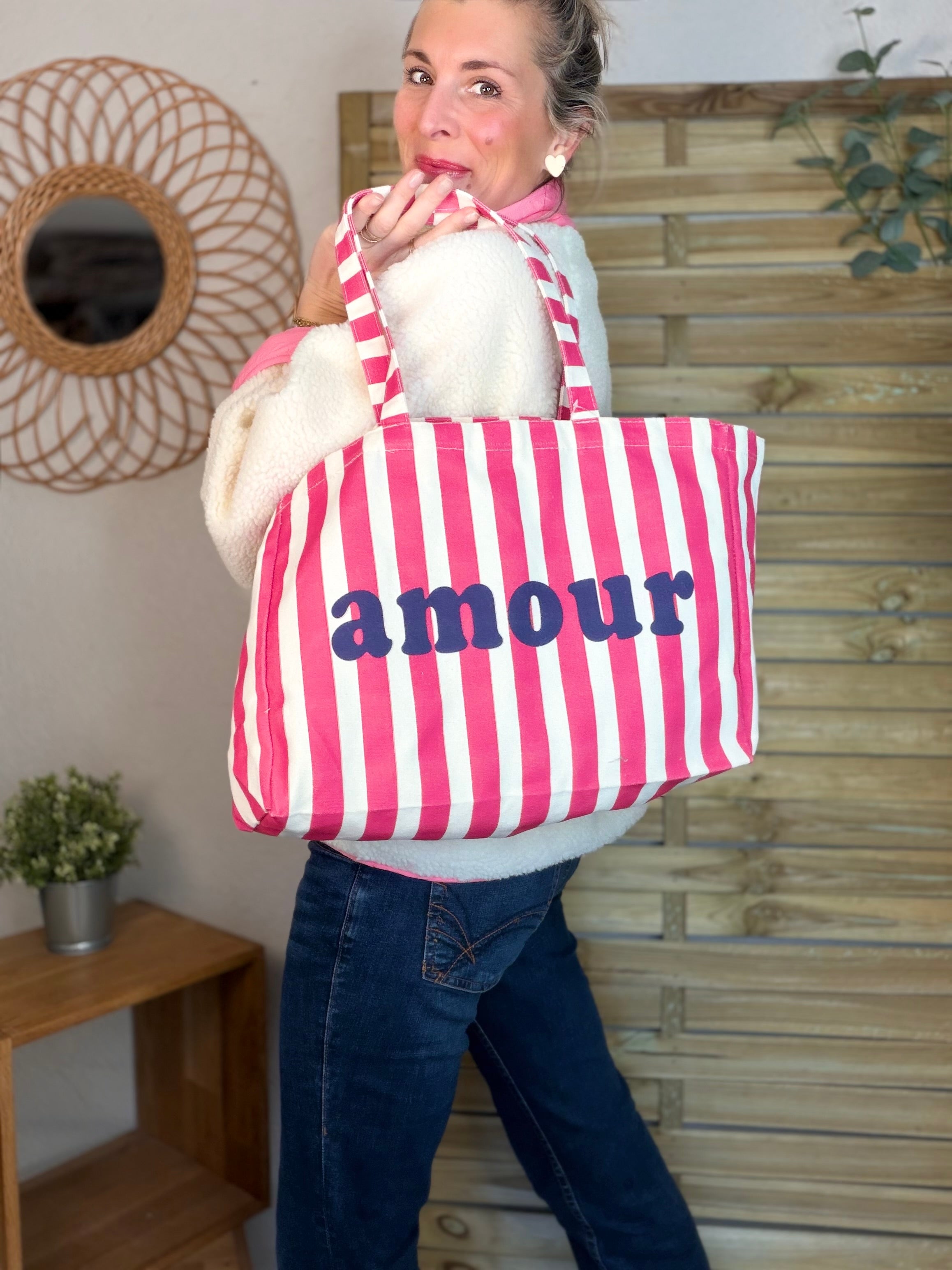 Grand Tote bag rayé amour BELLY
