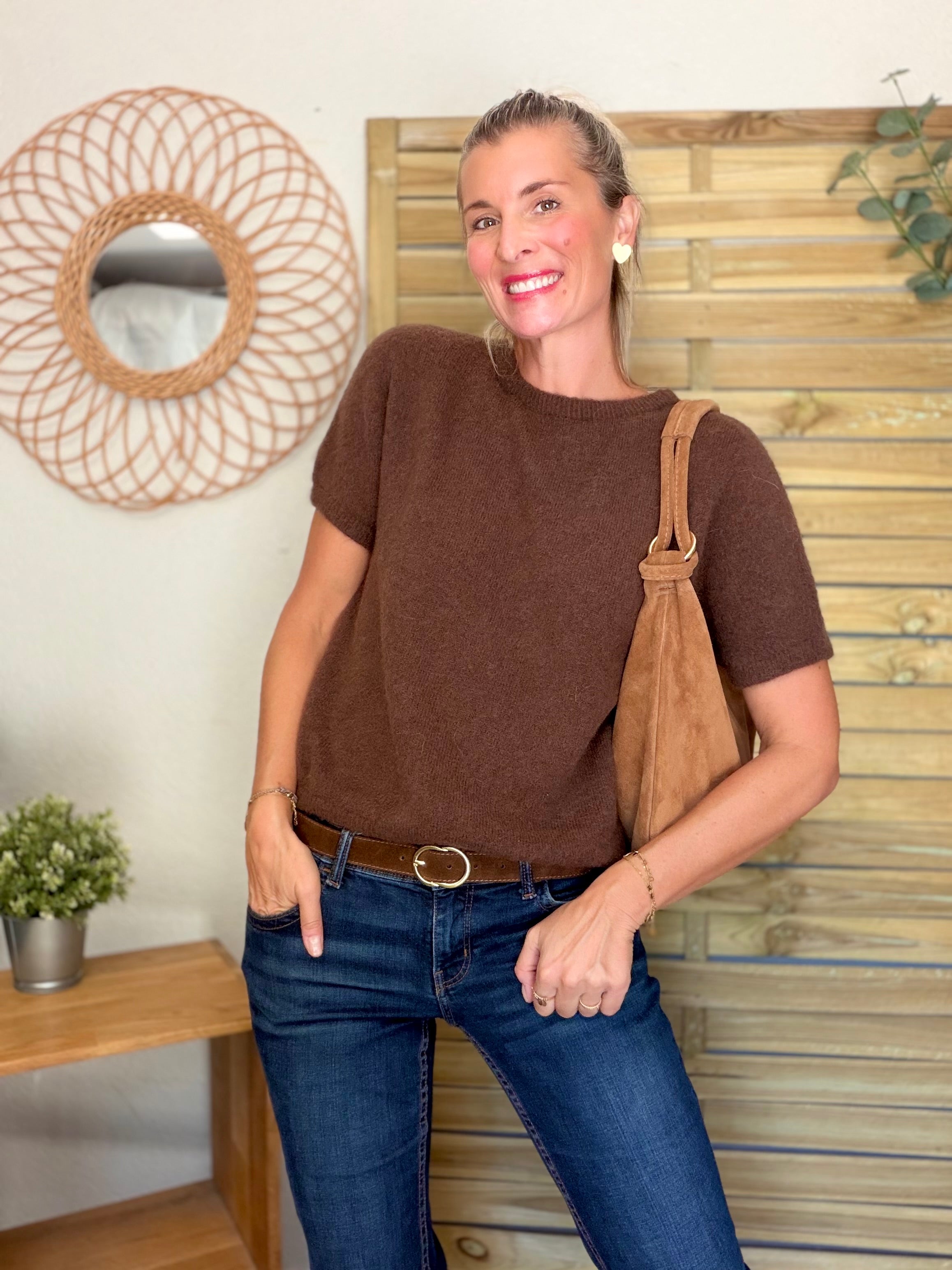 Pull laine et alpaga PEGGY - Chocolat
