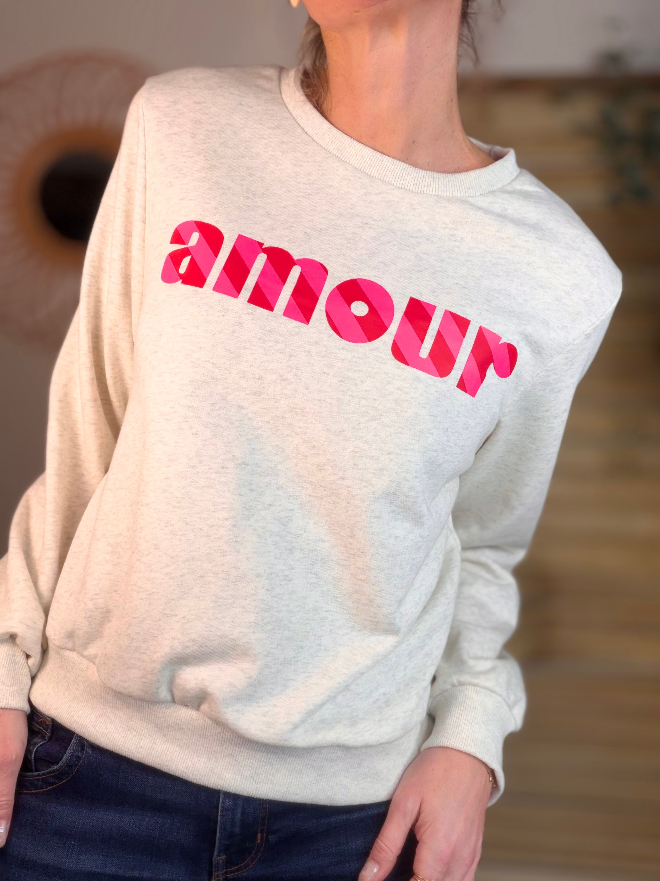 Sweat amour SIENNA - Gris / Rose