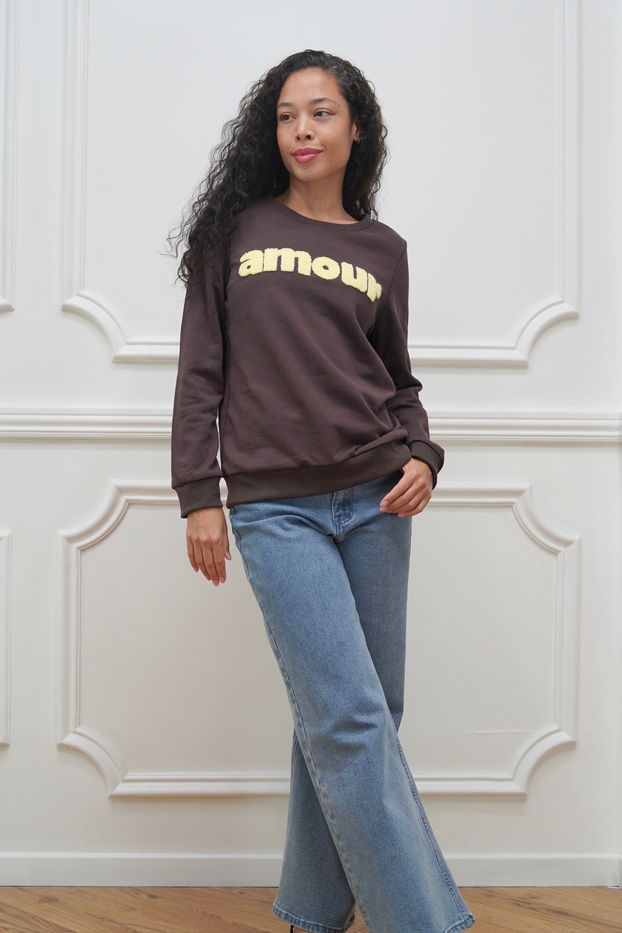Sweat amour DORIA - Choco / Jaune