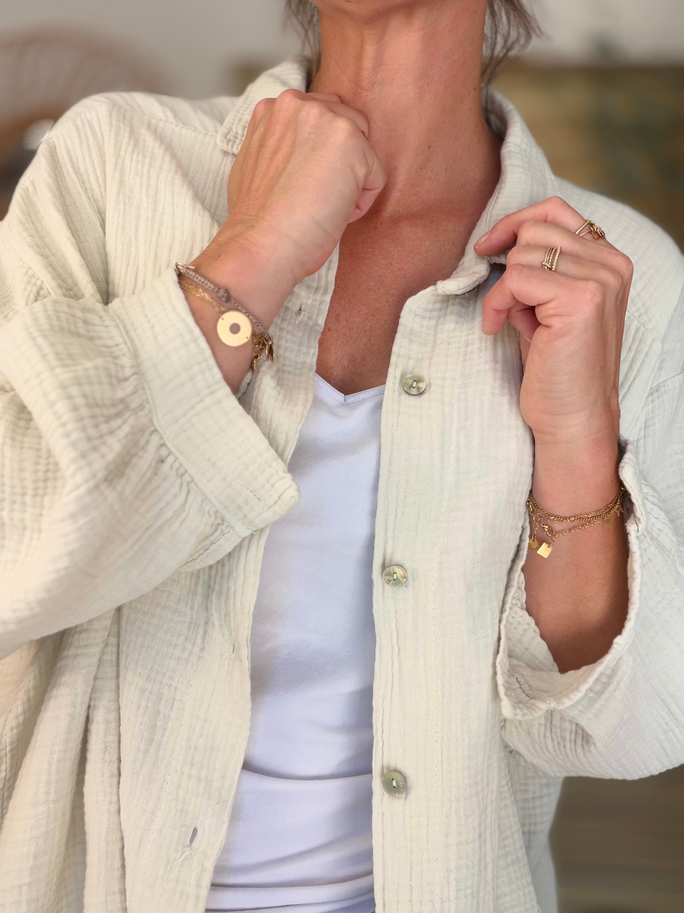 Chemise en gaze de coton unie FÉLICIA Beige