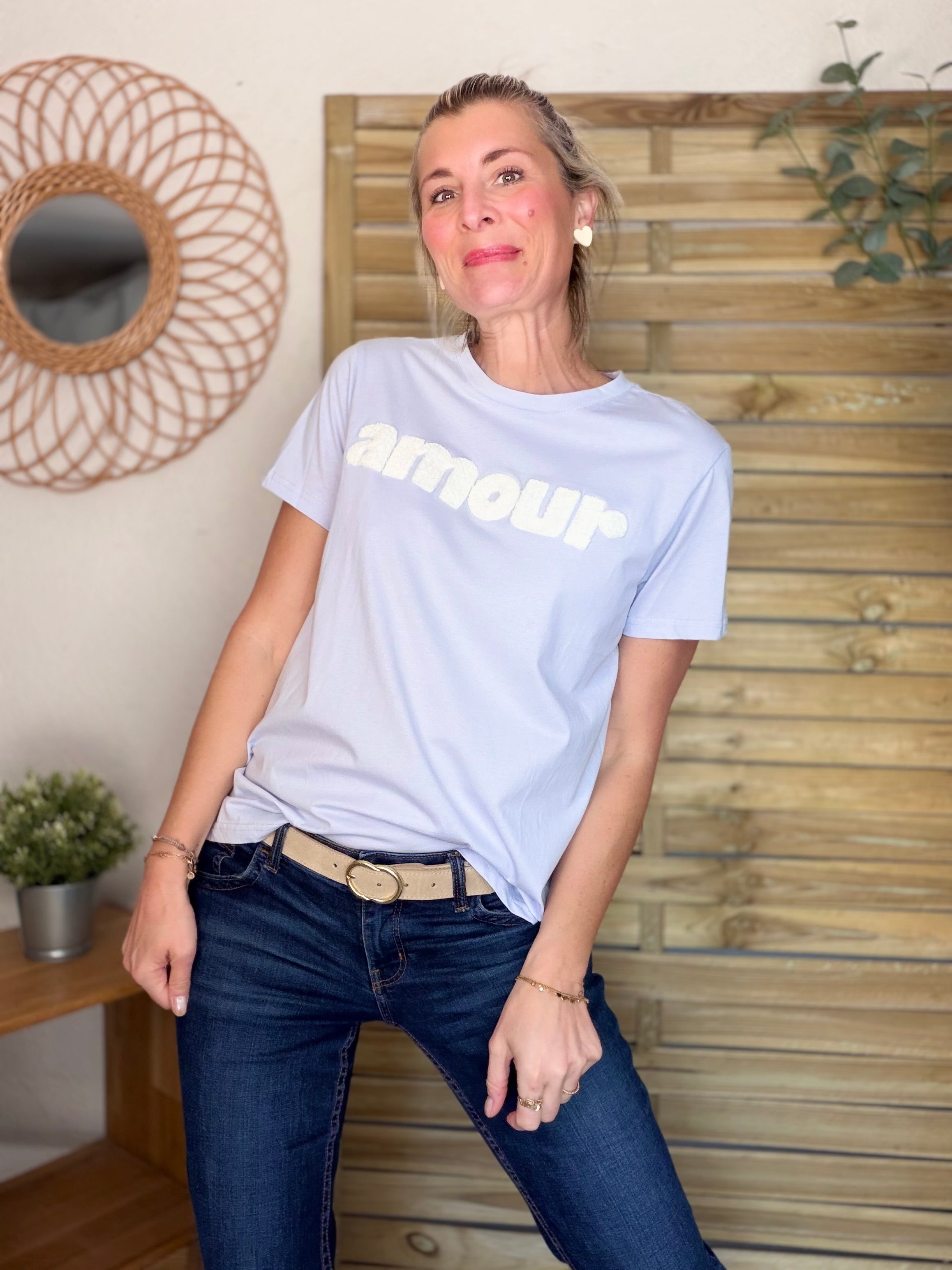 Tee shirt amour MAÏA Bleu ciel