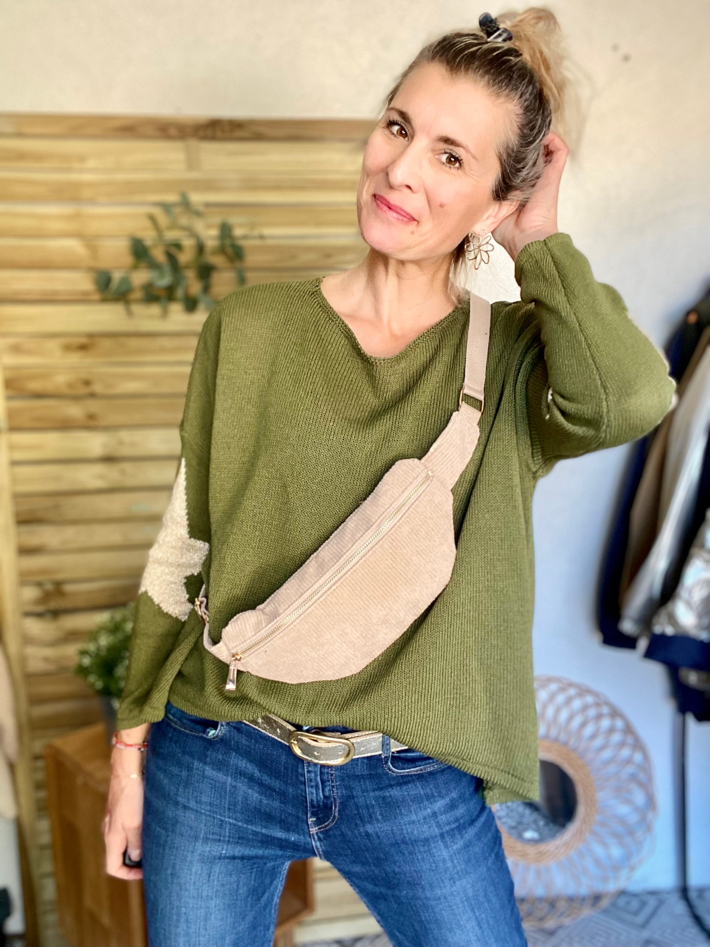 Sac banane M…ini - velours cotelé Ciao Boum - IVY - Beige