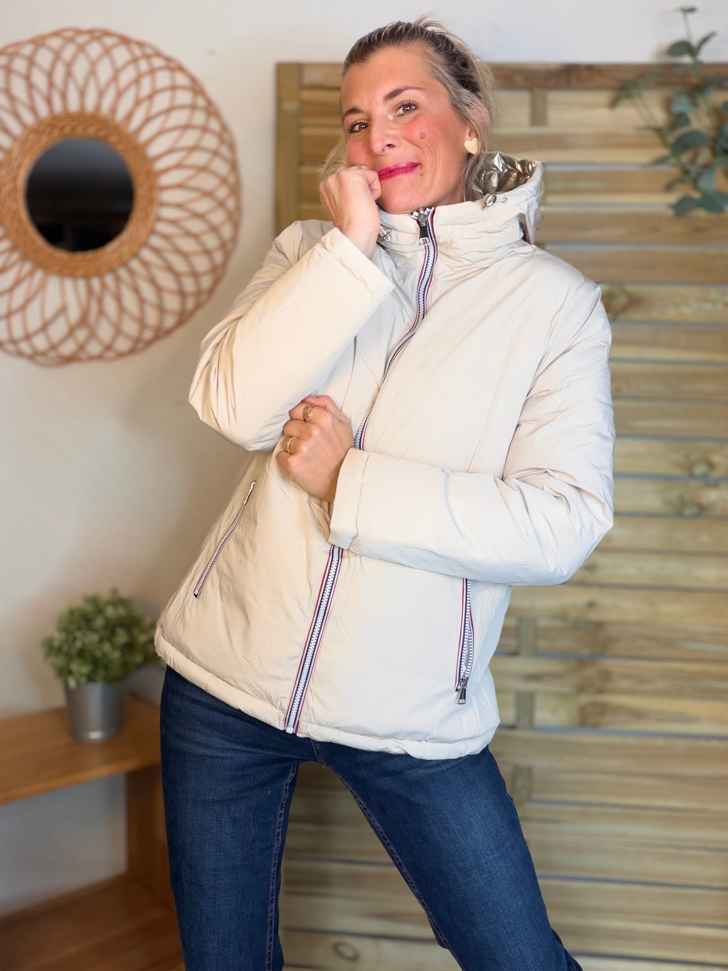 ⚡️PÉPITES FRIDAY - Doudoune imperméable réversible longue ANGÈLE COURT - Écru - MELYA MELODY