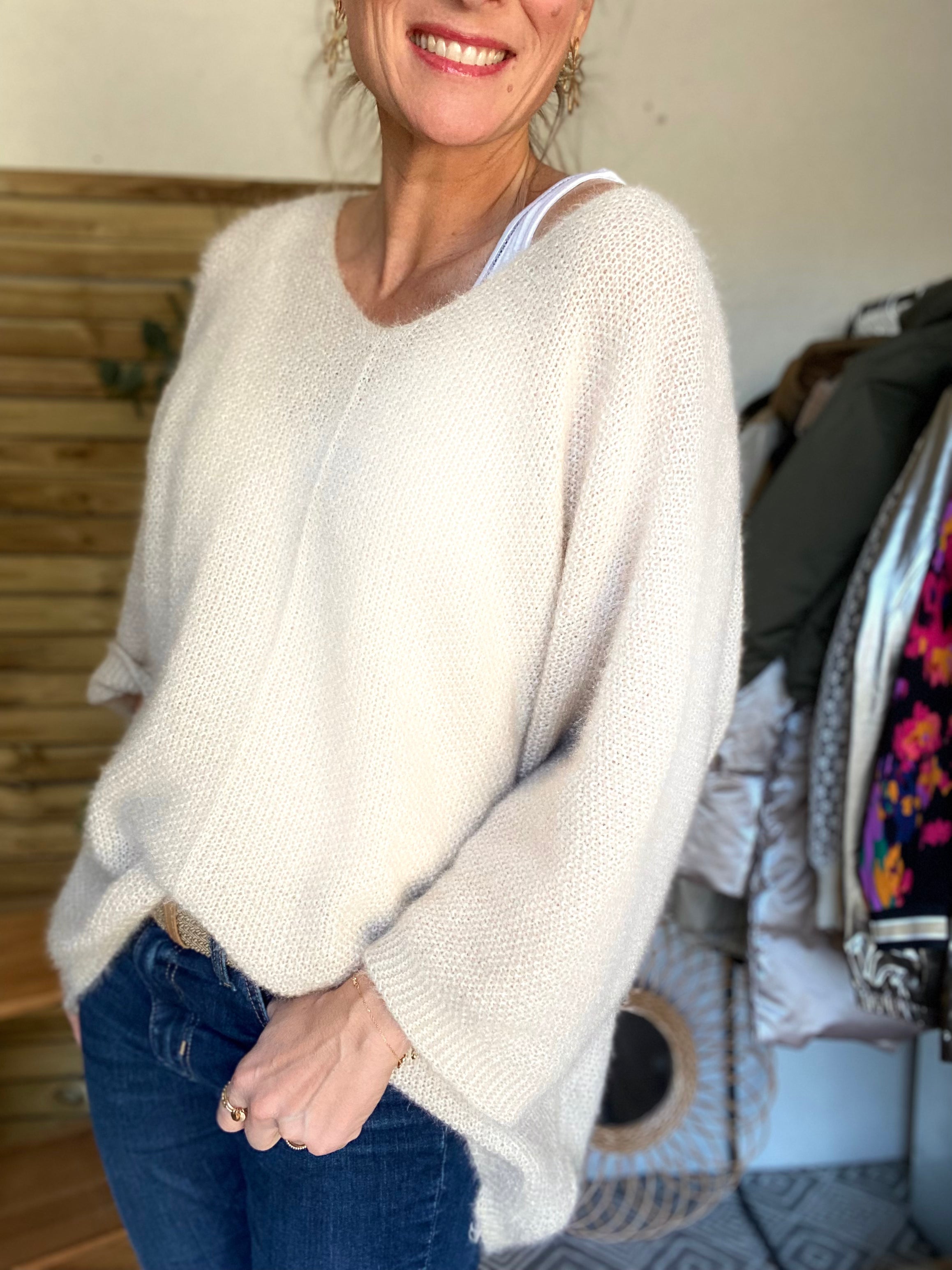 Pull oversize en maille ZOÉ - Écru