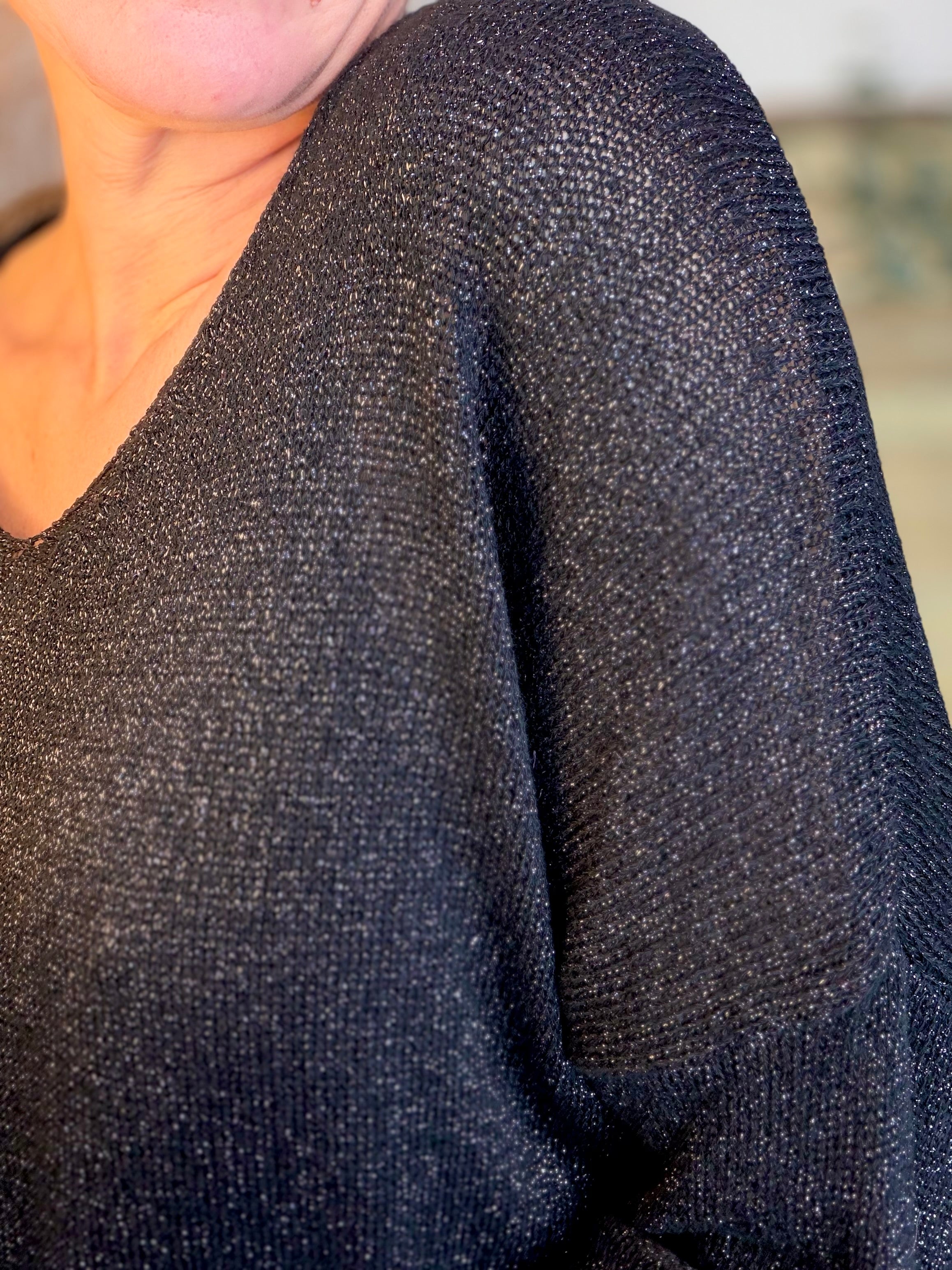 Pull maille lurex et étoile ⭐️ POLLY - Noir / Doré