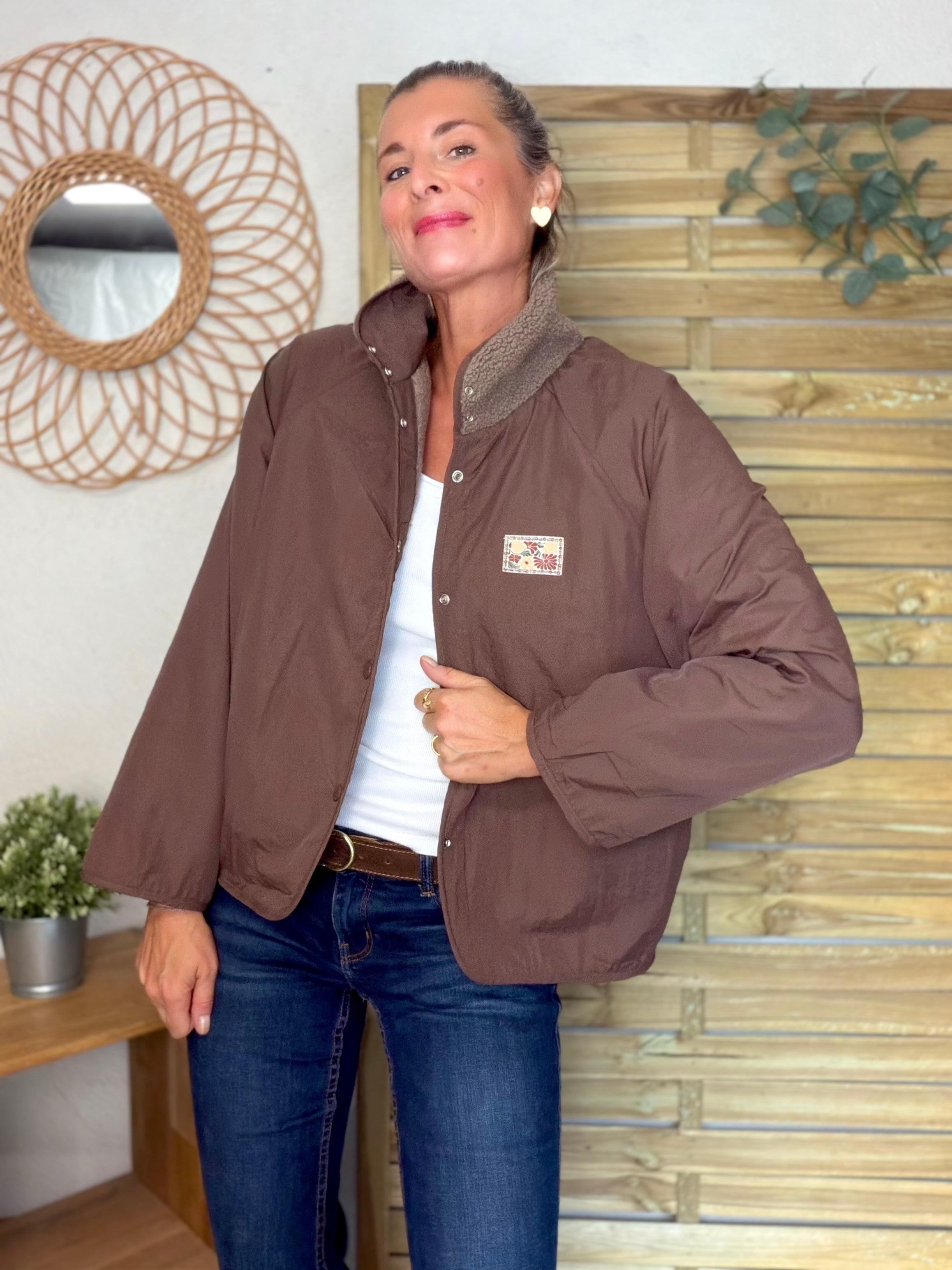 Veste matelassée réversible Sherpa AMÉLIE Chocolat