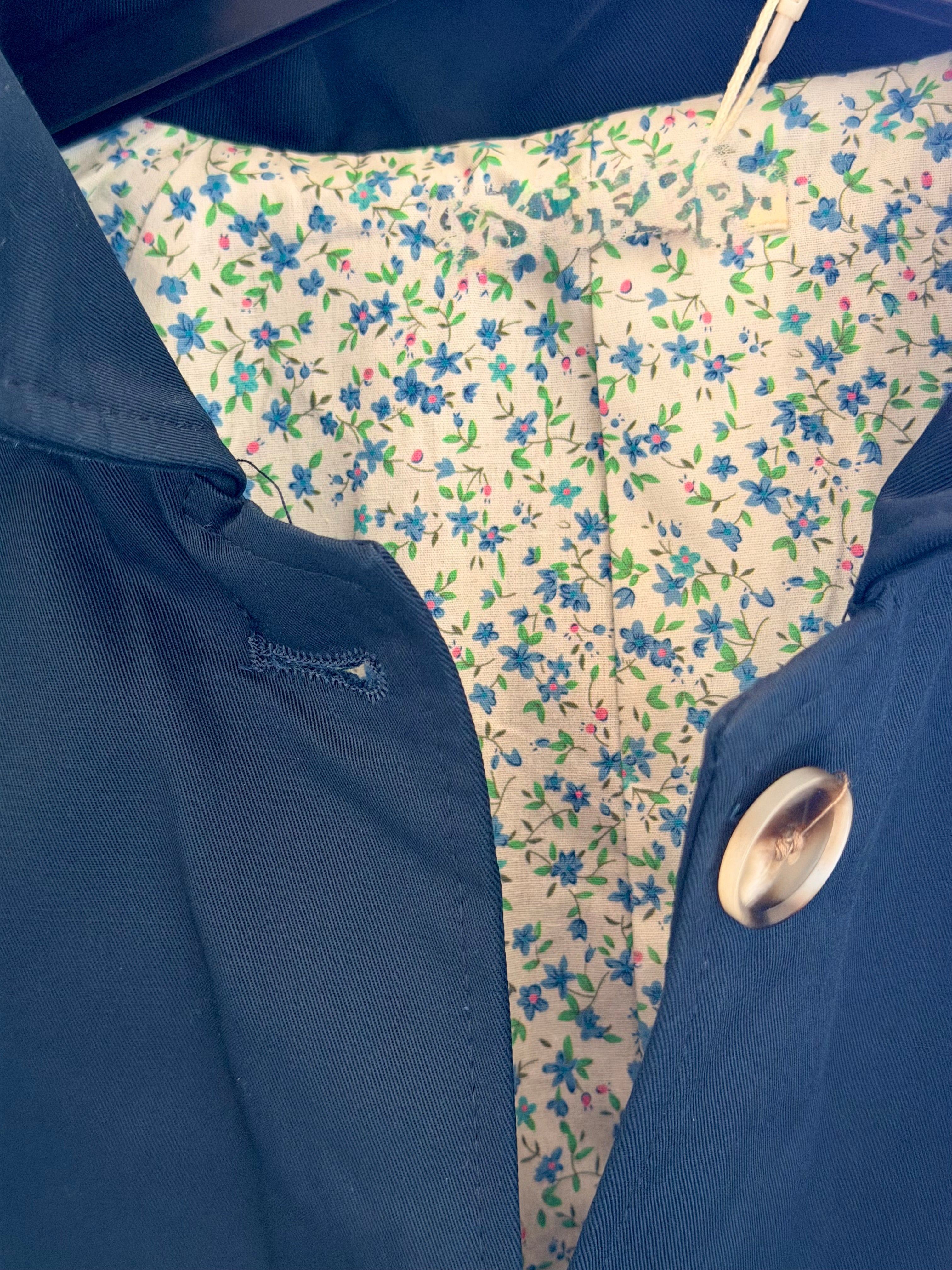 Veste Trench en coton avec Liberty - JOHAN Bleu marine