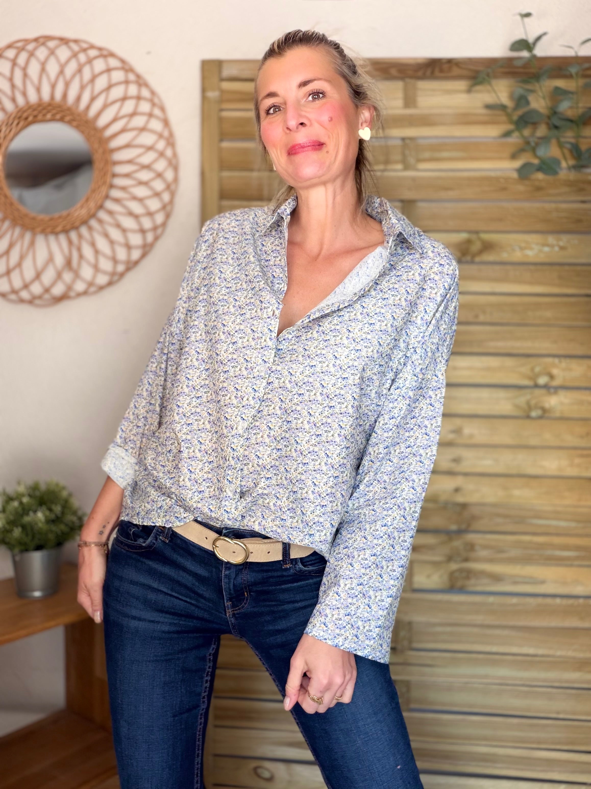 Chemise imprimée Liberty AZÉLIE Bleu