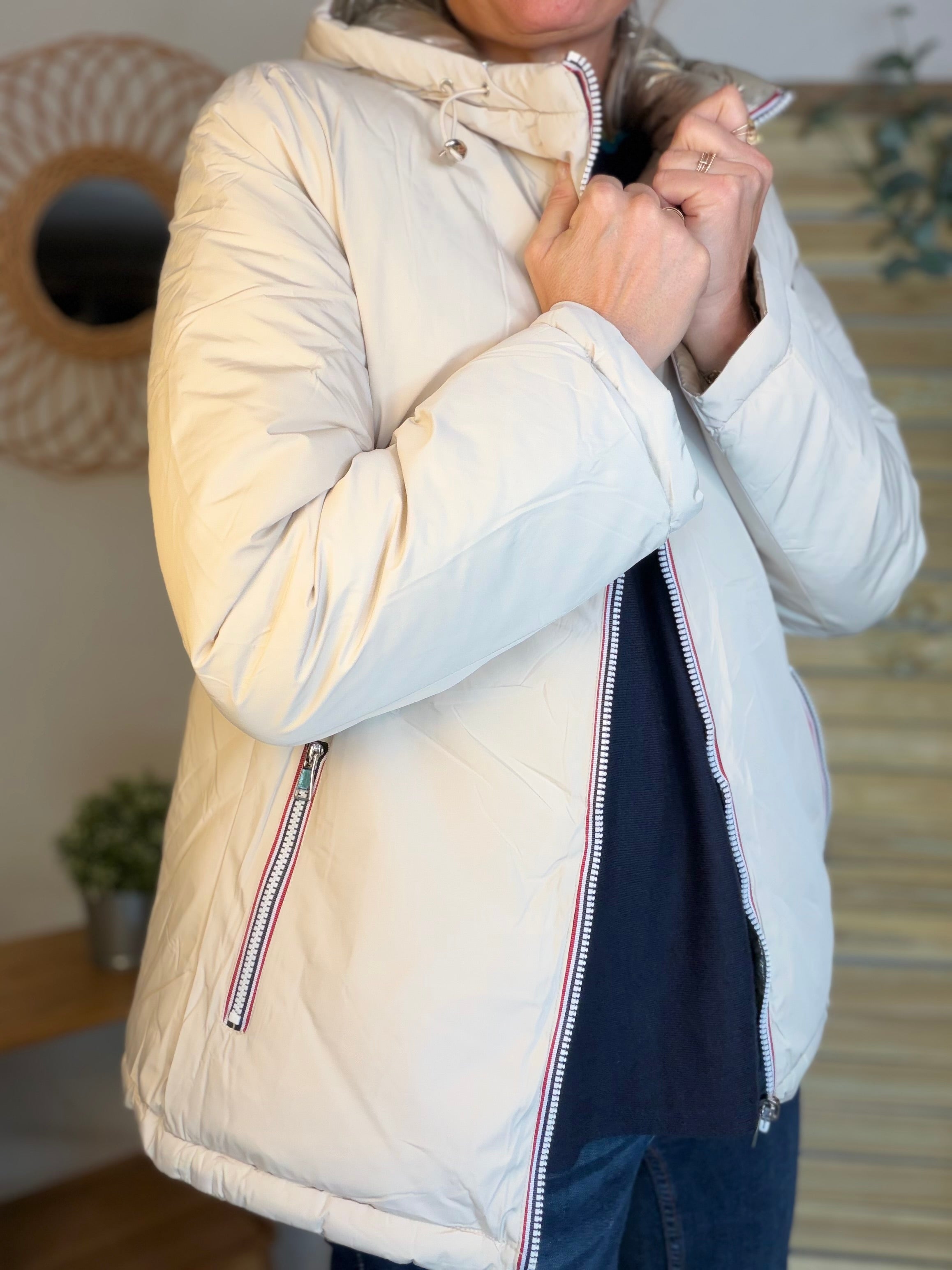 ⚡️PÉPITES FRIDAY - Doudoune imperméable réversible longue ANGÈLE COURT - Écru - MELYA MELODY