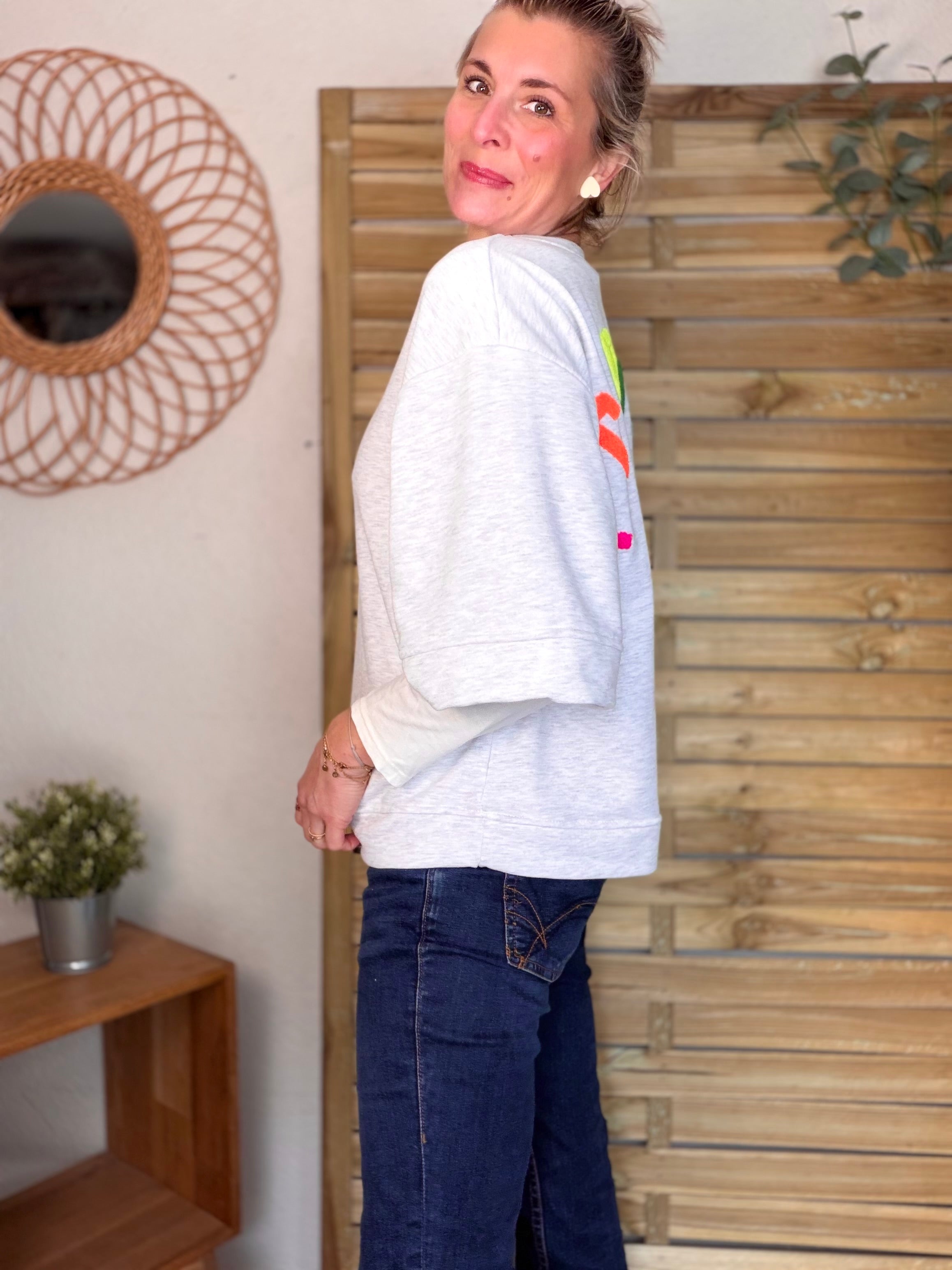 Sweat oversized ICONIC Club - ILONA Gris chiné