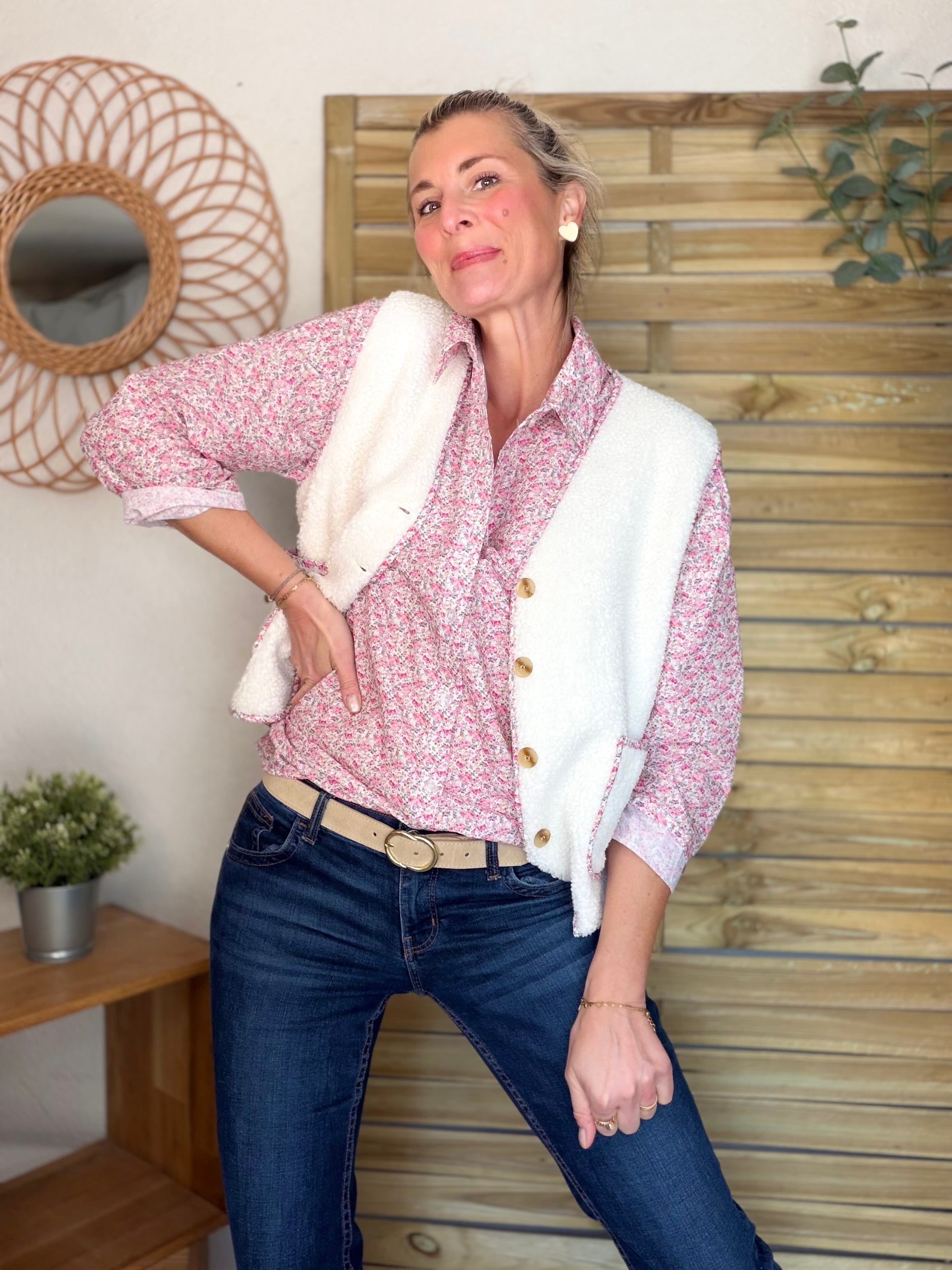 Chemise imprimée Liberty AZÉLIE Rose