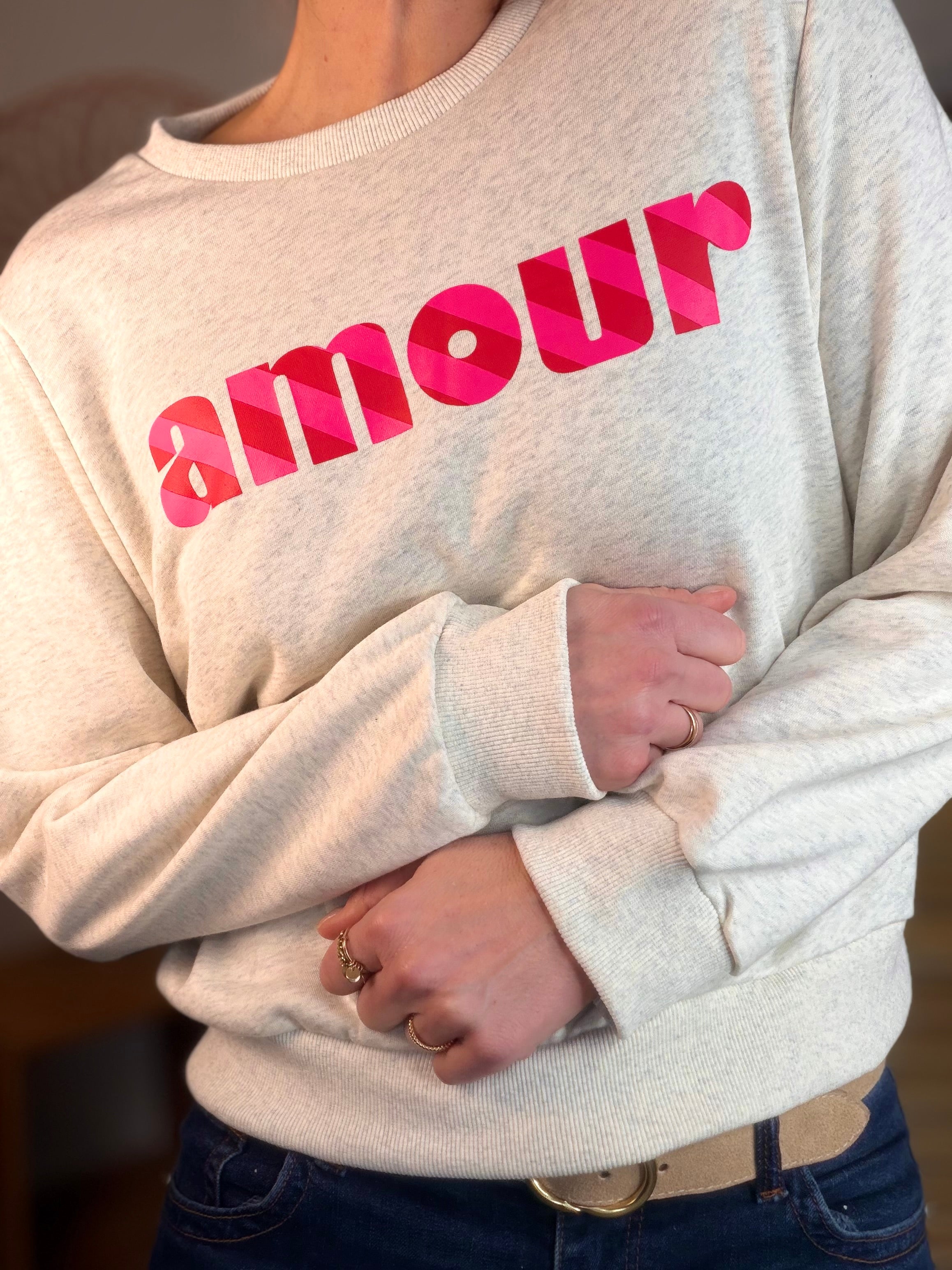 Sweat amour SIENNA - Gris / Rose