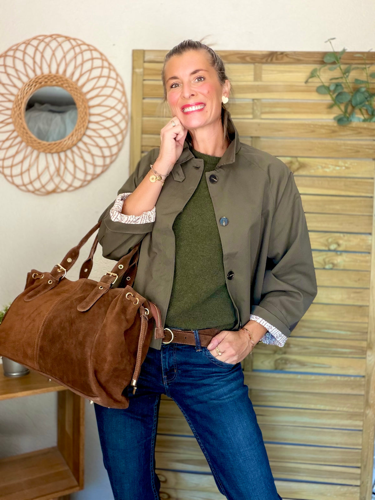 Sac cabas XL en cuir daim • JASPER Café