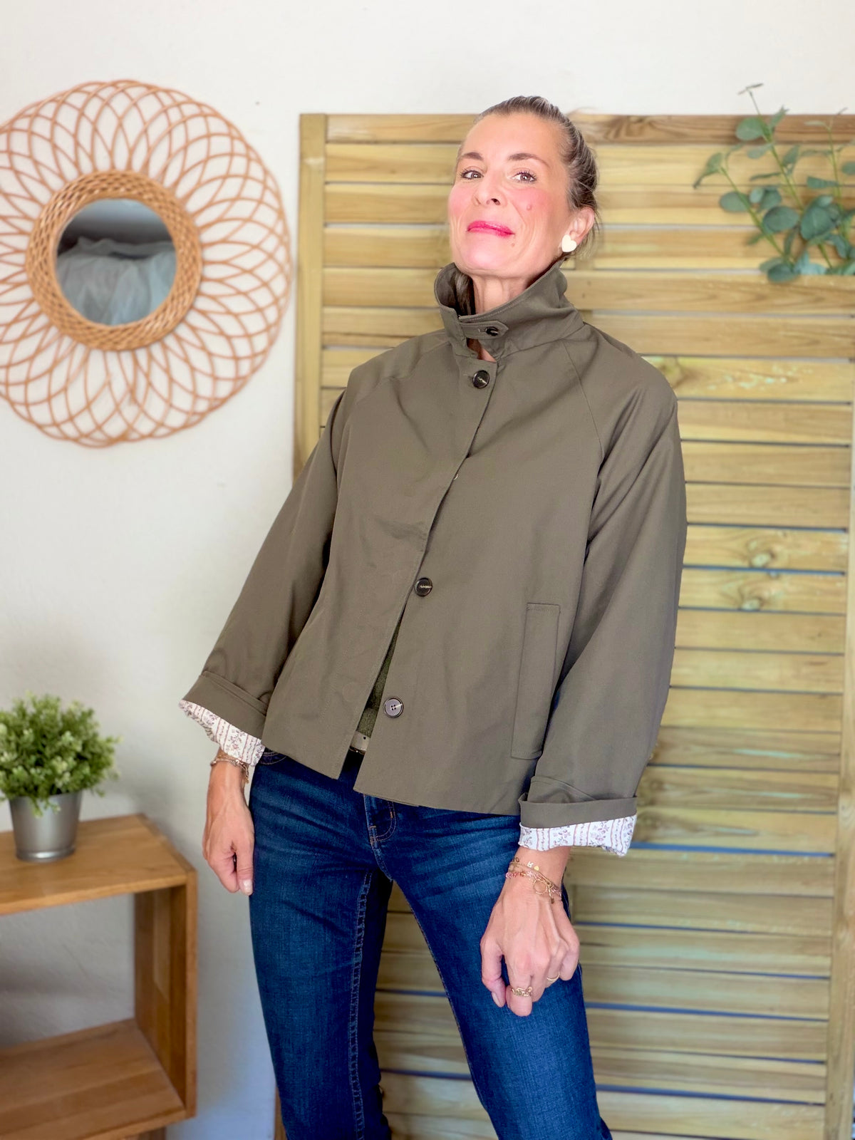 Veste Trench avec Liberty - MADELEINE Kaki