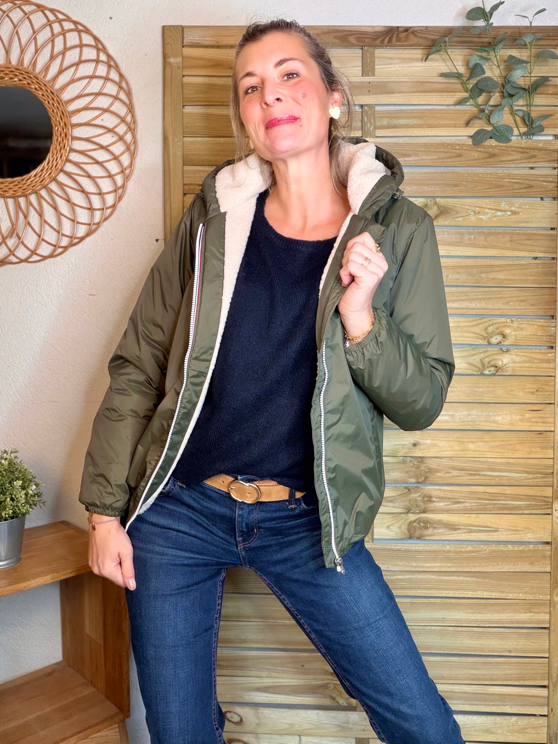 Parka Imperméable LOUISE COURT sherpa - Kaki - LAURA JO