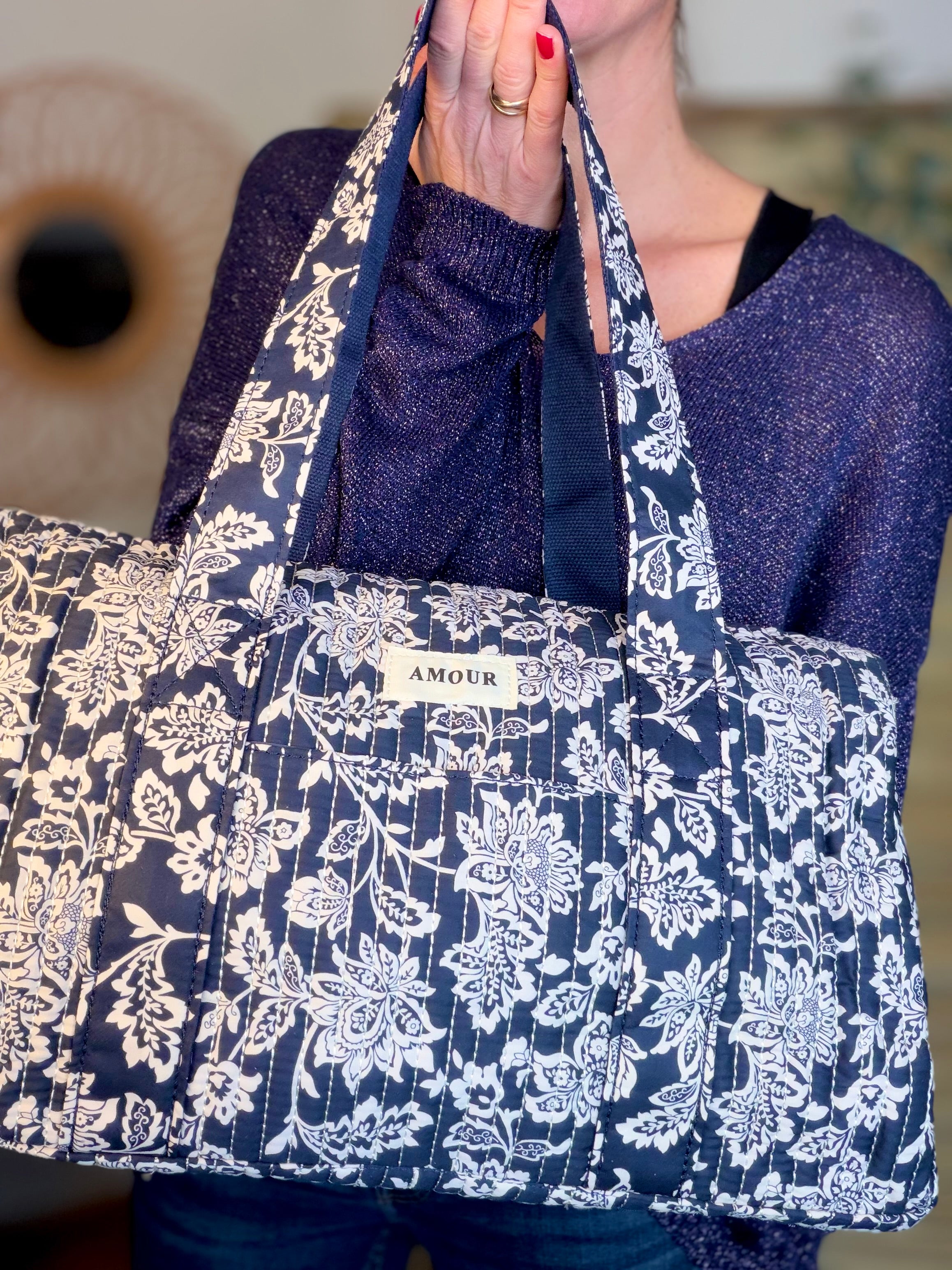 Sac polochon imprimé TARA - Fleuri Marine