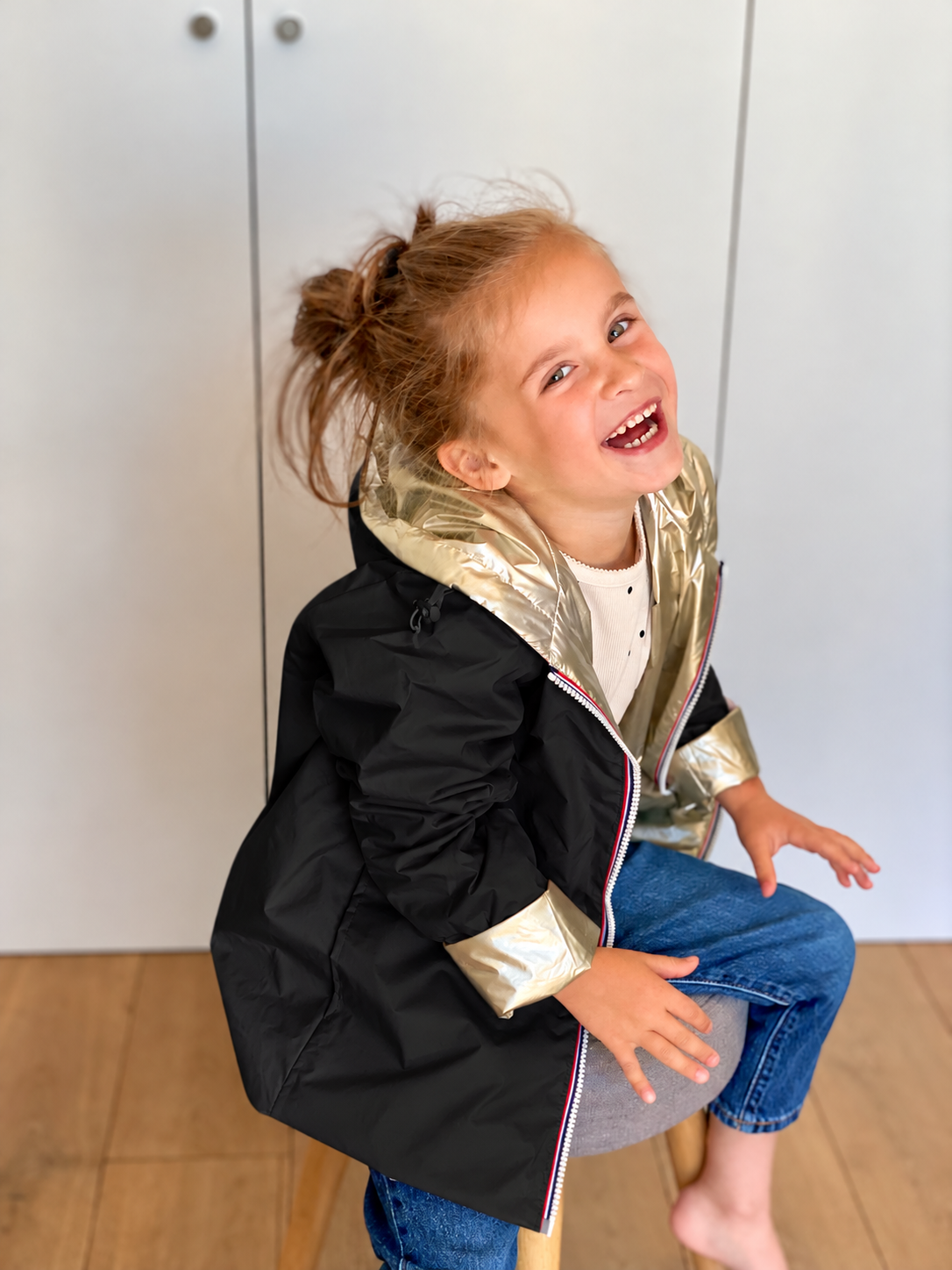 Imperméable réversible rembourré LOUISON KIDS enfant (mixte) - Noir / Doré