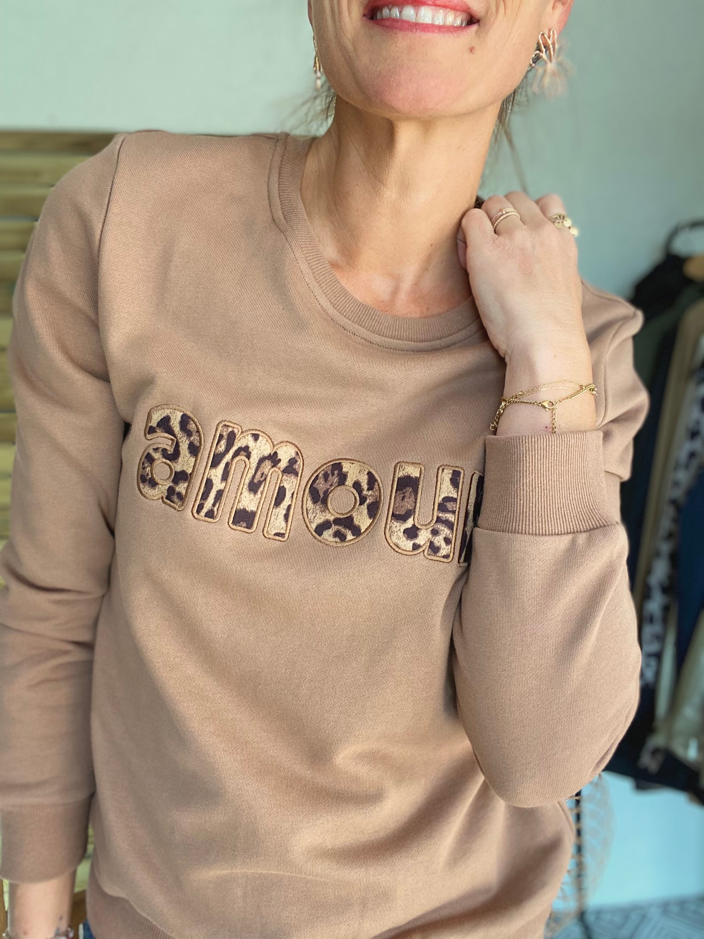 Sweat amour en coton GABRIELLE - Camel Léo