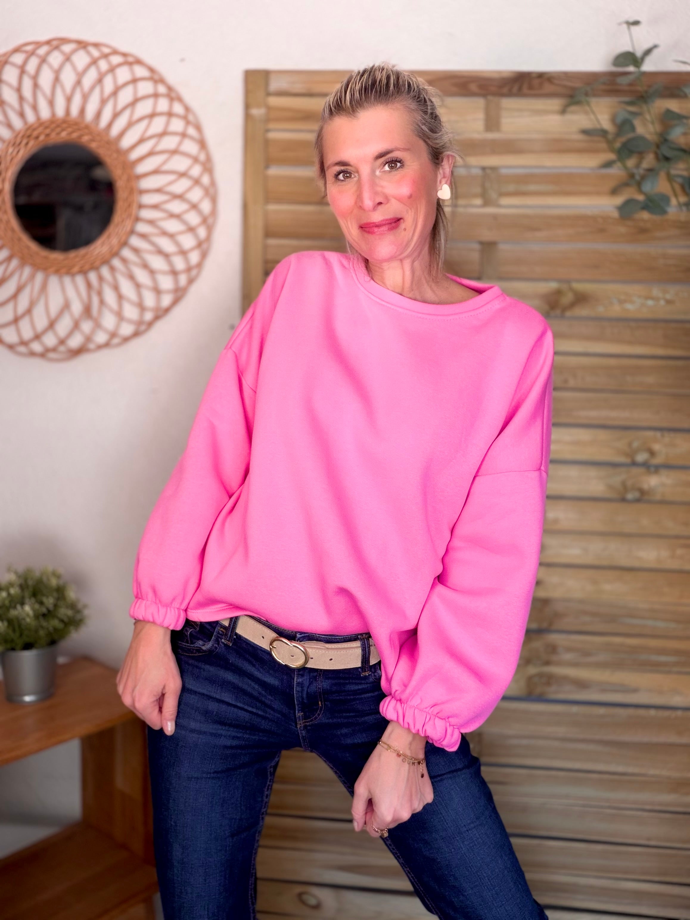 Sweat molleton oversized BISOU Rose / Rouge - MIKA