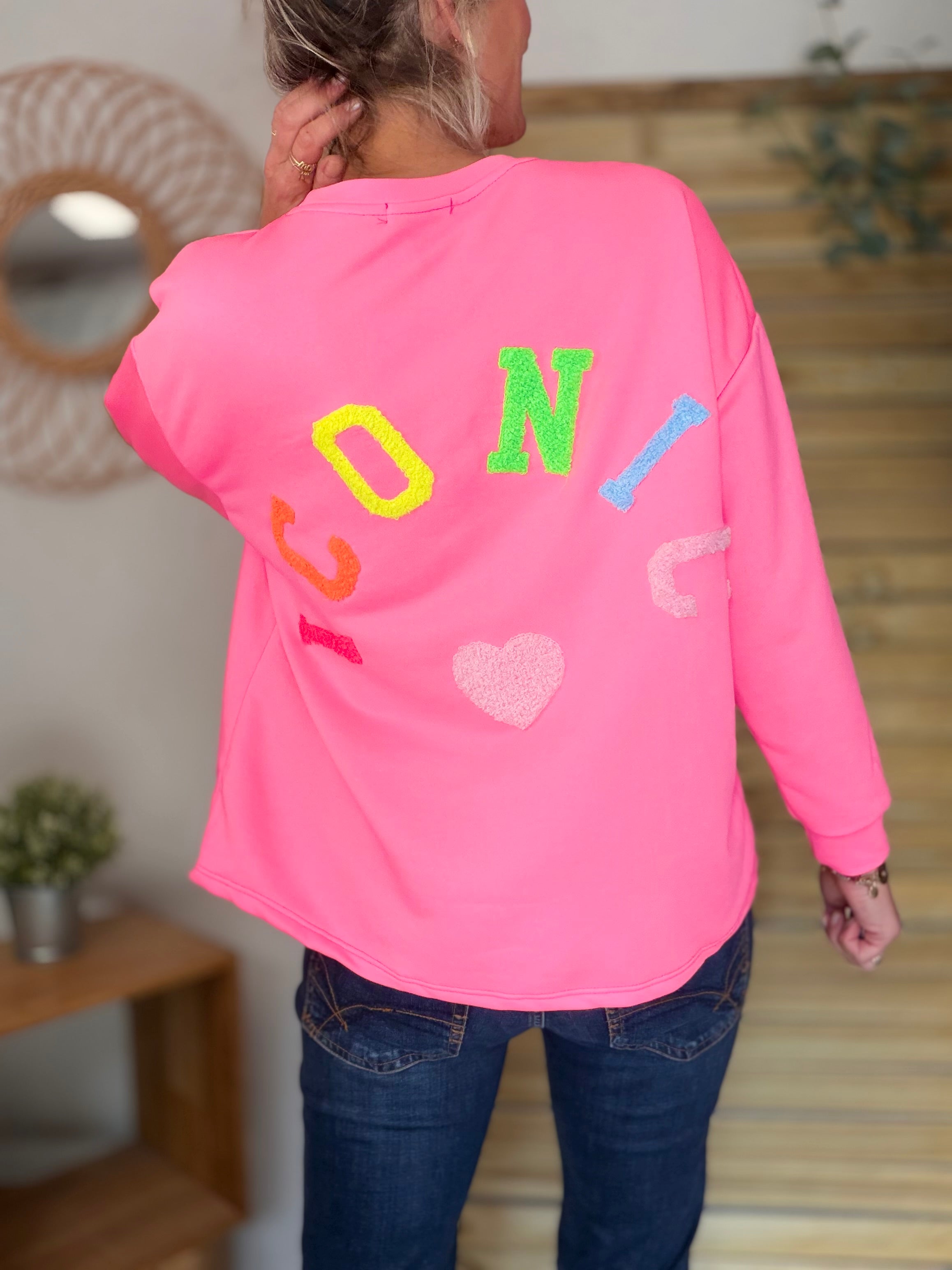 Sweat ICONIC multicolore - NORA Rose fuschia