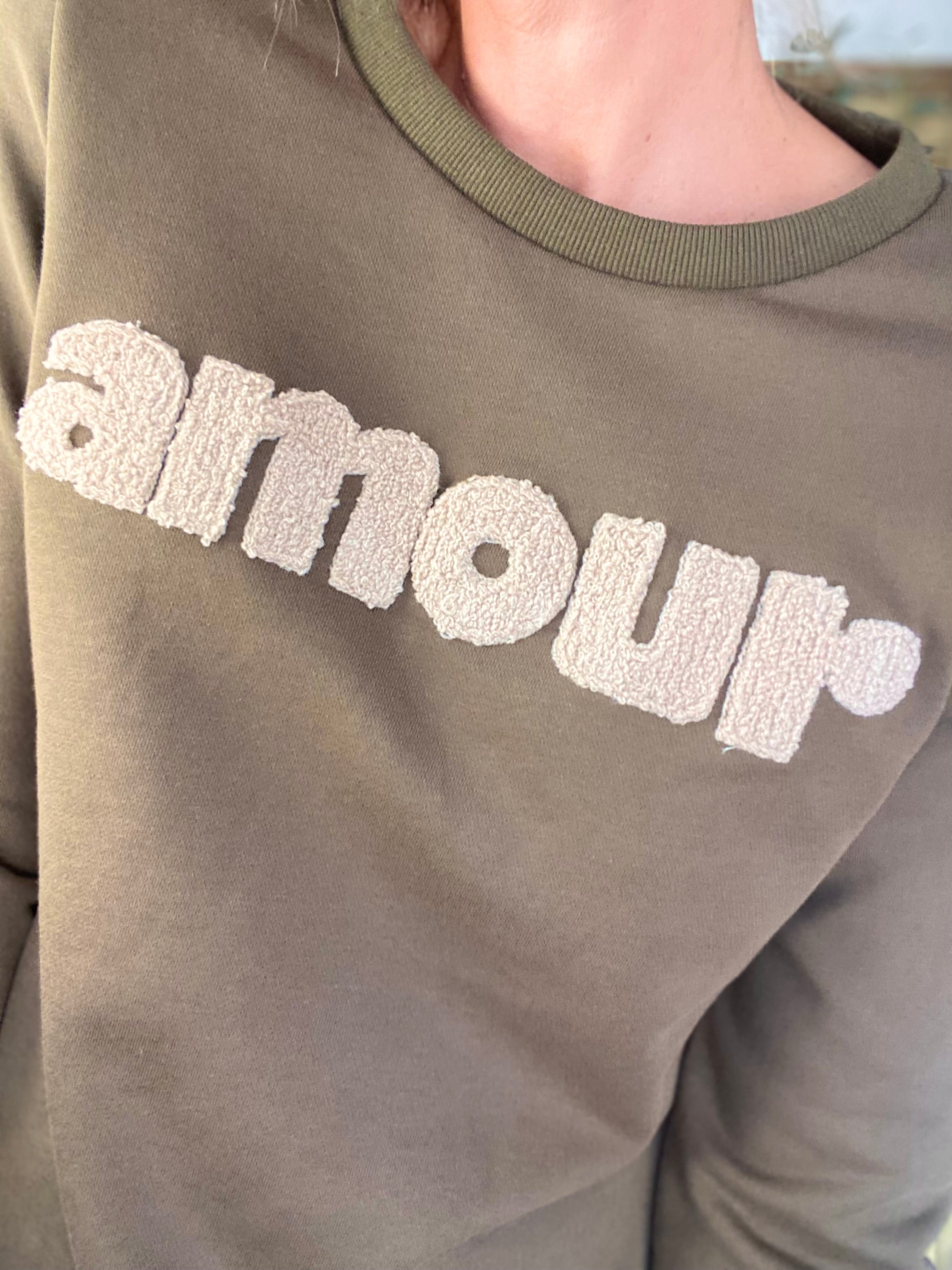 Sweat amour DORIA - Kaki / Beige