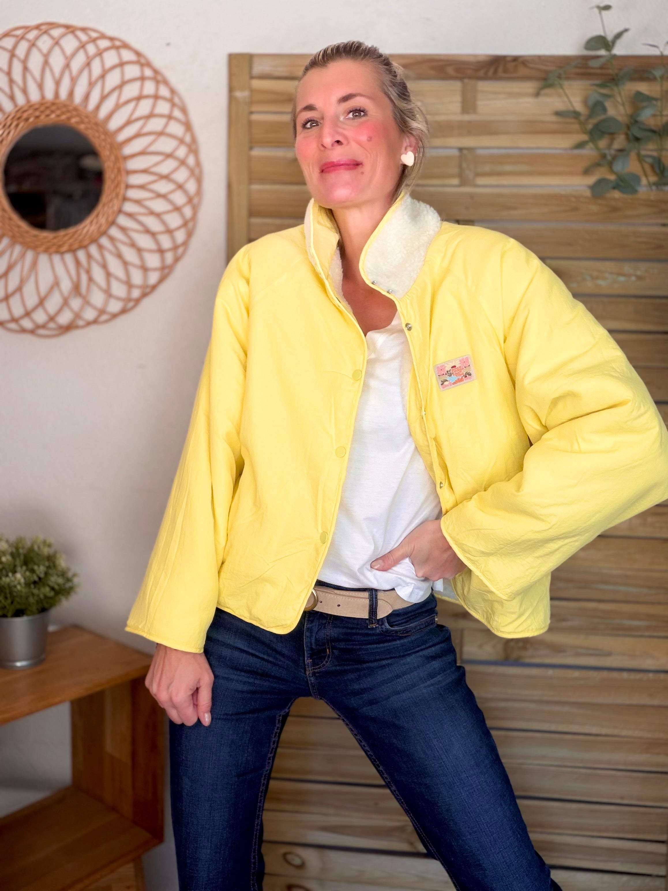 Veste matelassée réversible Sherpa AMÉLIE Jaune