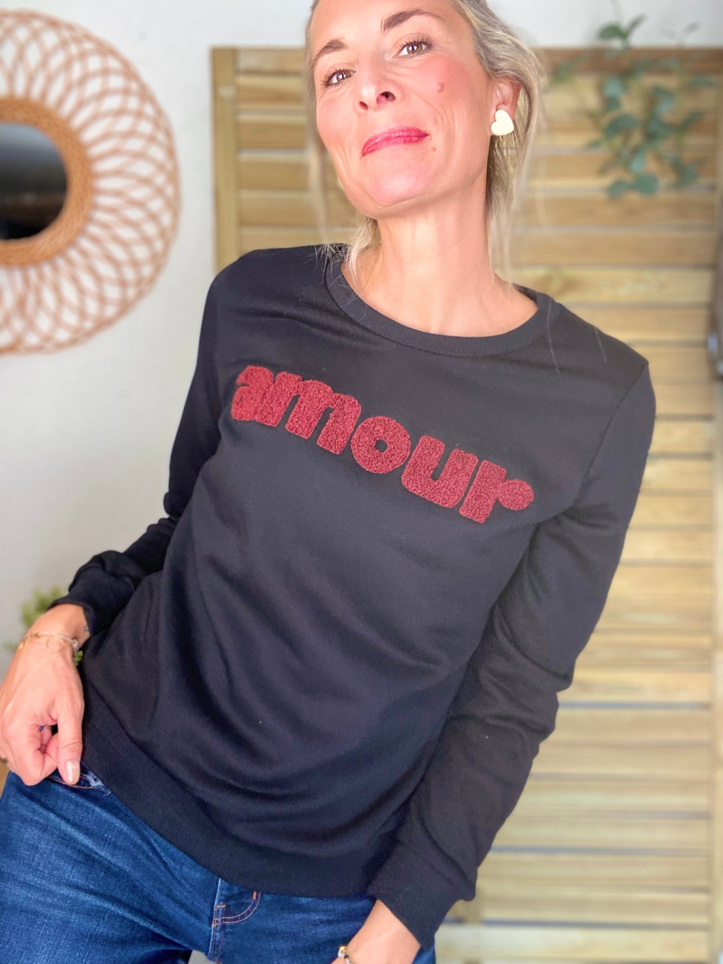 Sweat amour DORIA - Noir / Bordeaux