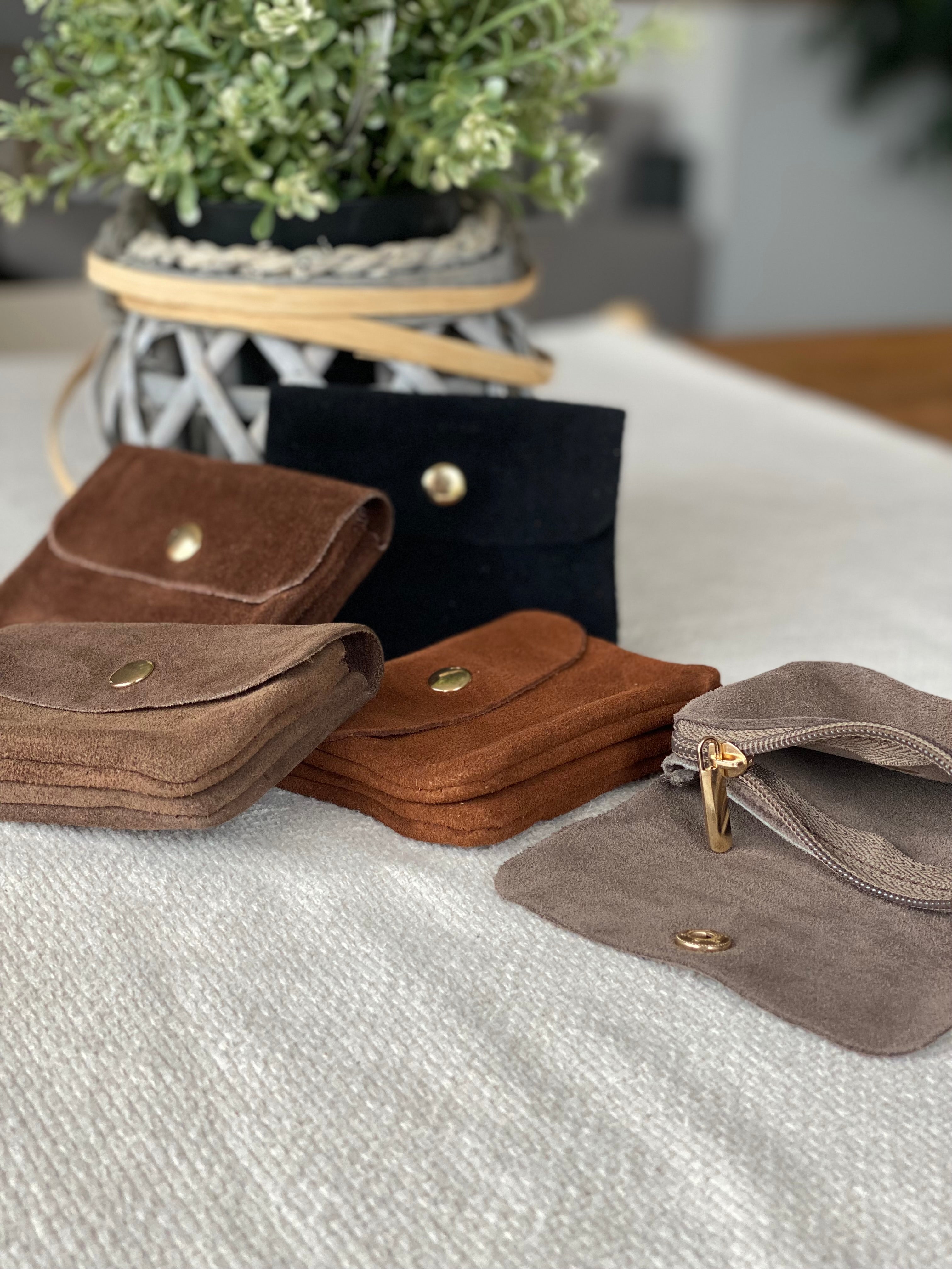 Porte monnaie / porte carte en cuir daim ACHILLE