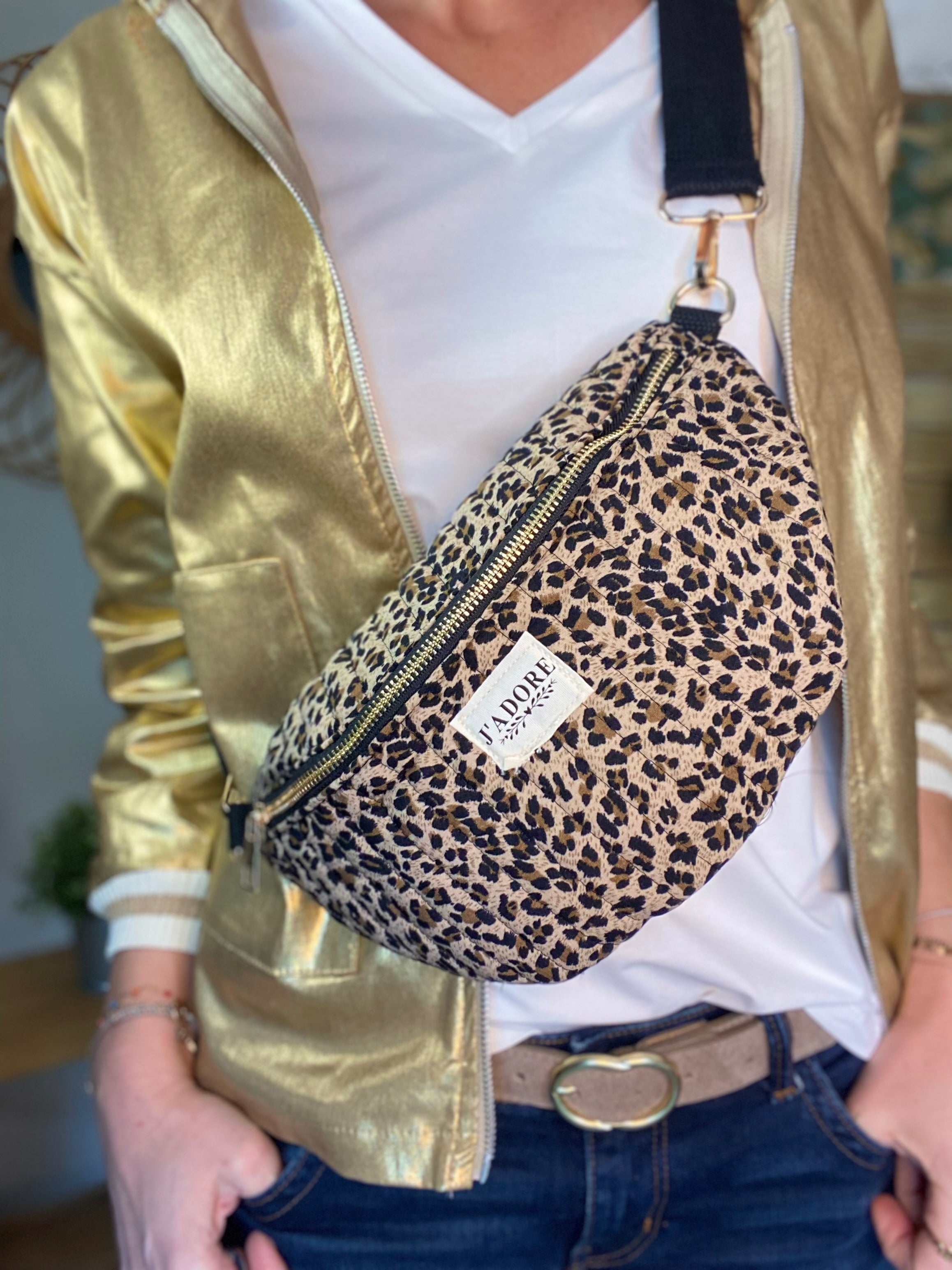 Sac banane L matelassé - JOSIE - Léo beige 🐆