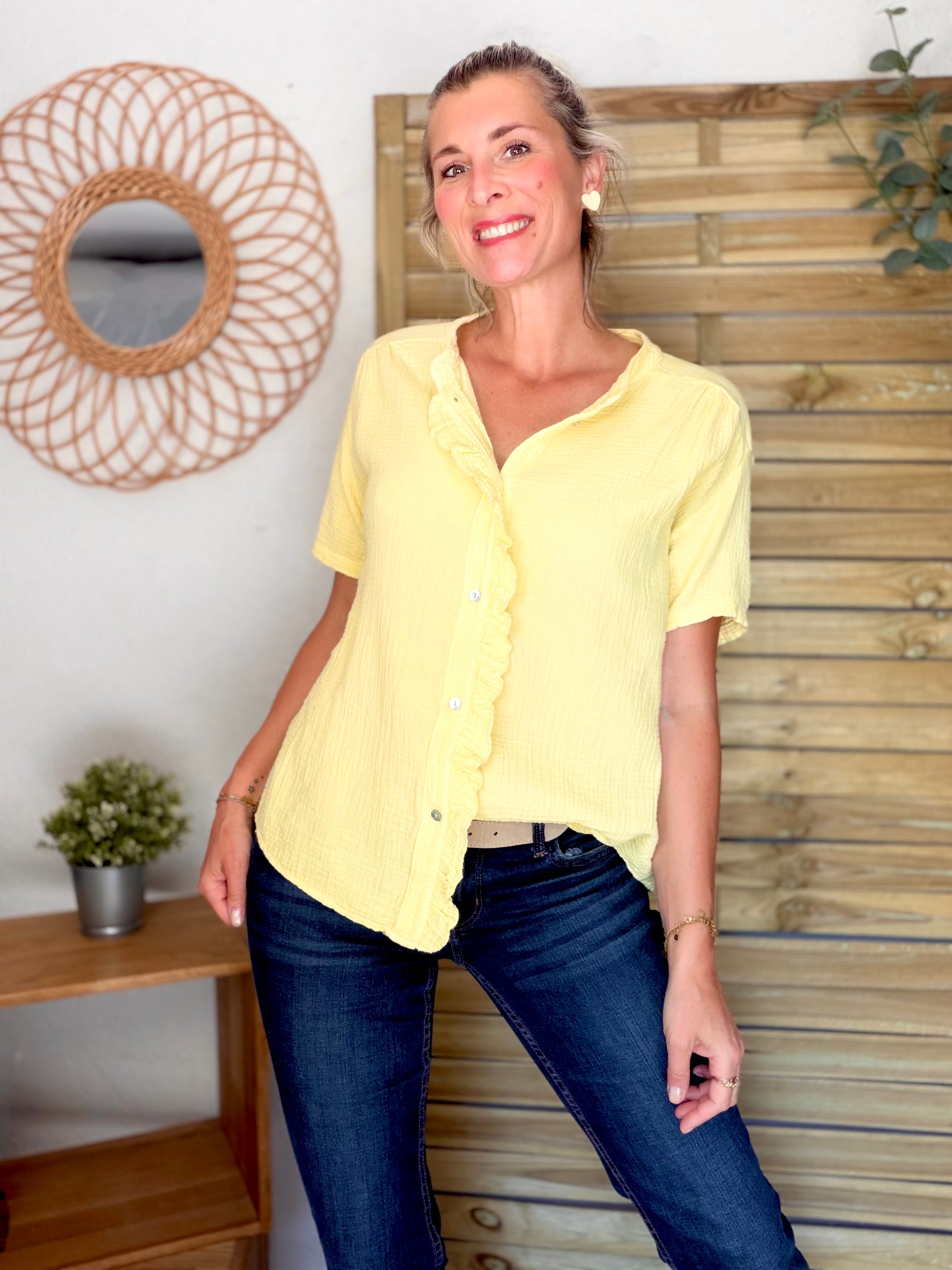 Blouse en gaze de coton ANAËLLE Jaune