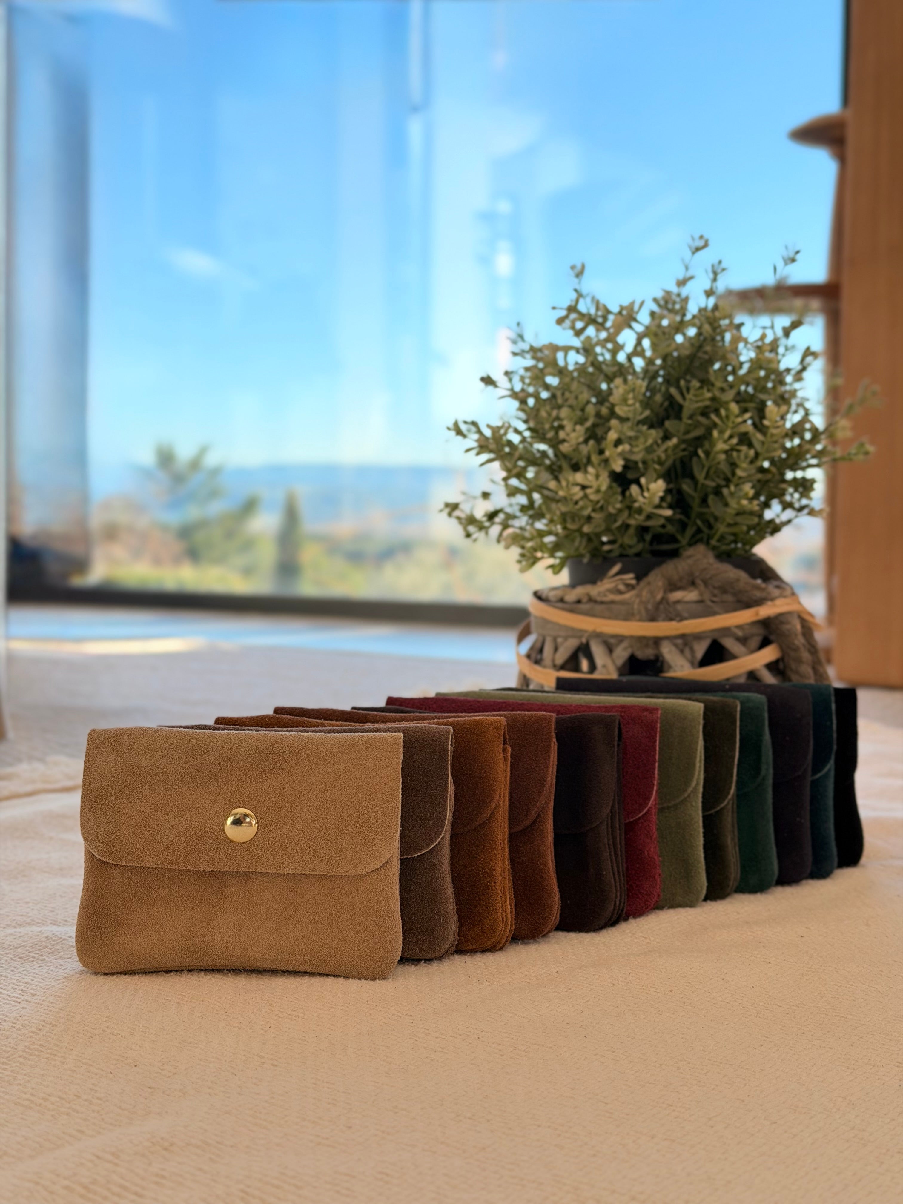 Porte monnaie / porte carte en cuir daim ACHILLE