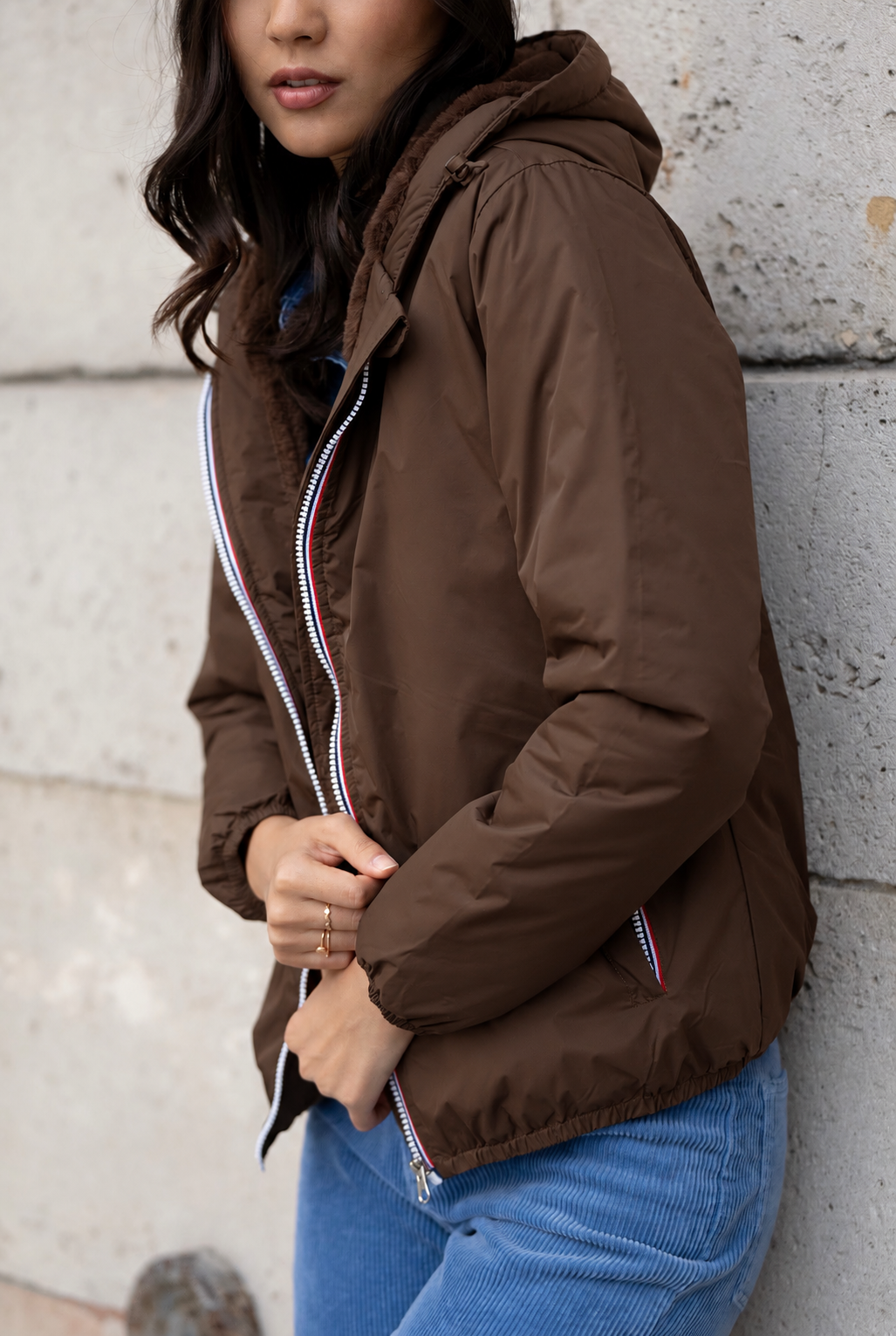 LAURA JO - Parka Imperméable LOUISE COURT fourré - Chocolat