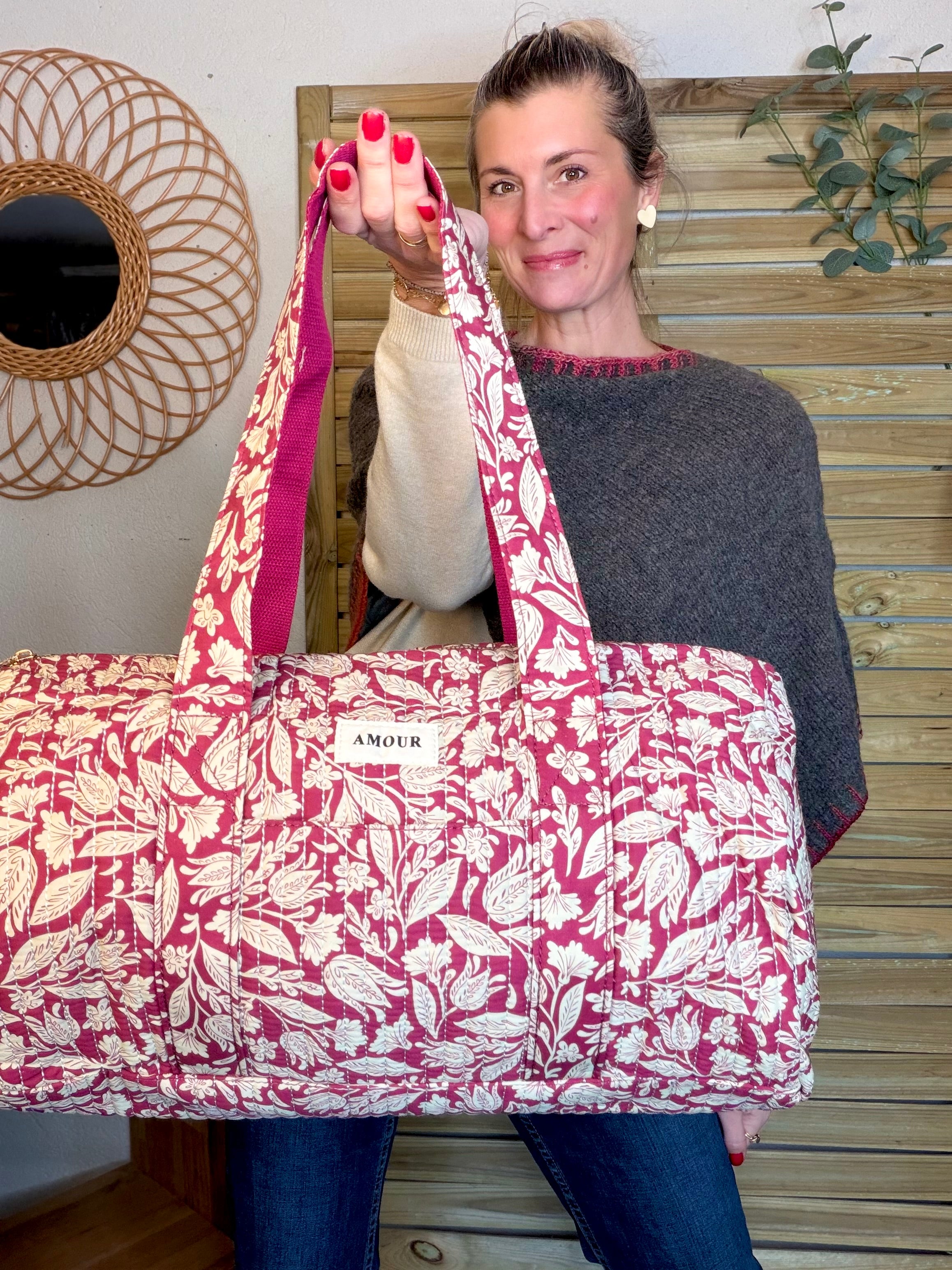 Sac polochon imprimé TARA - Fleuri Magenta