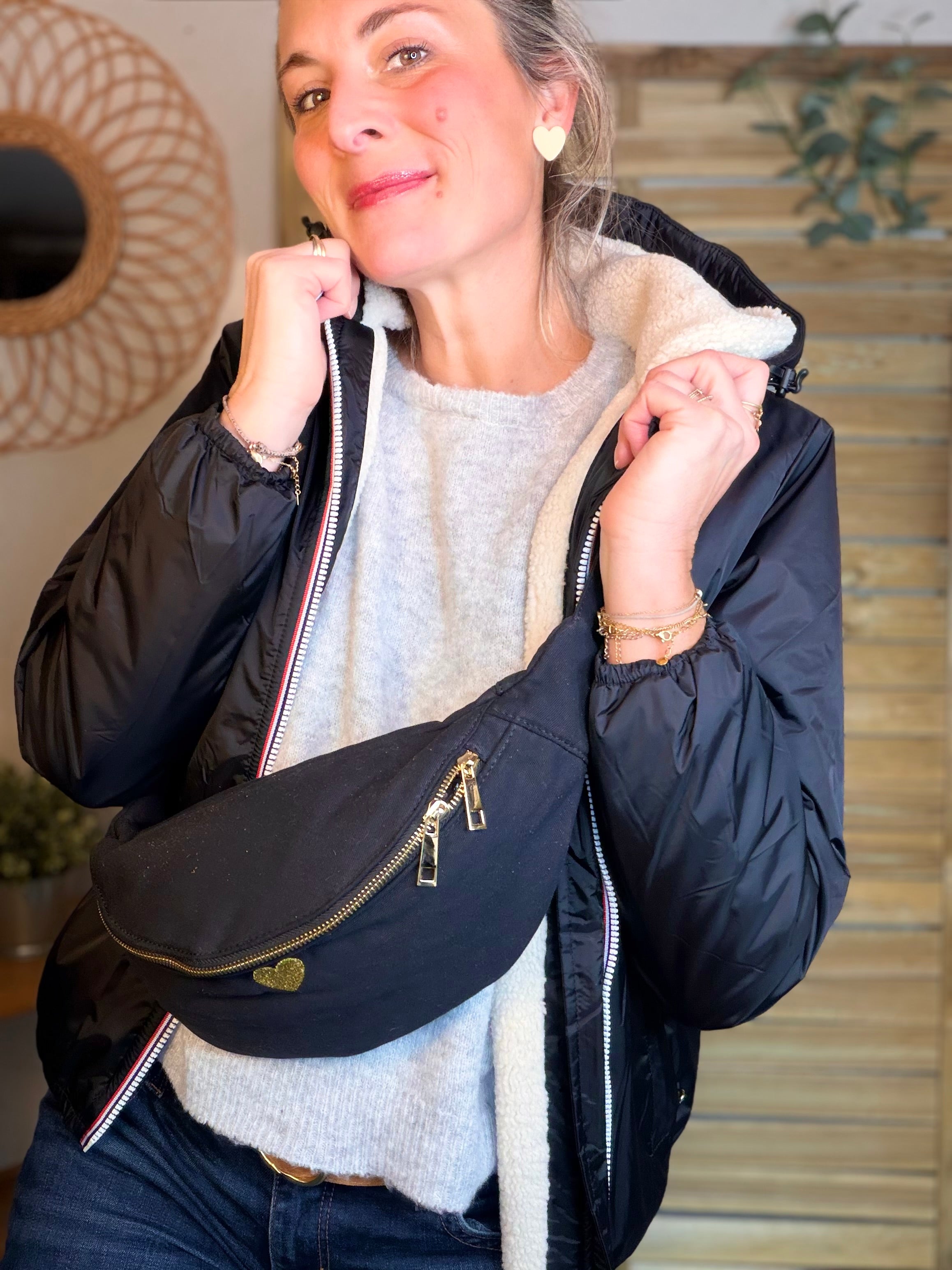 Parka Imperméable LOUISE COURT sherpa - Noir - LAURA JO