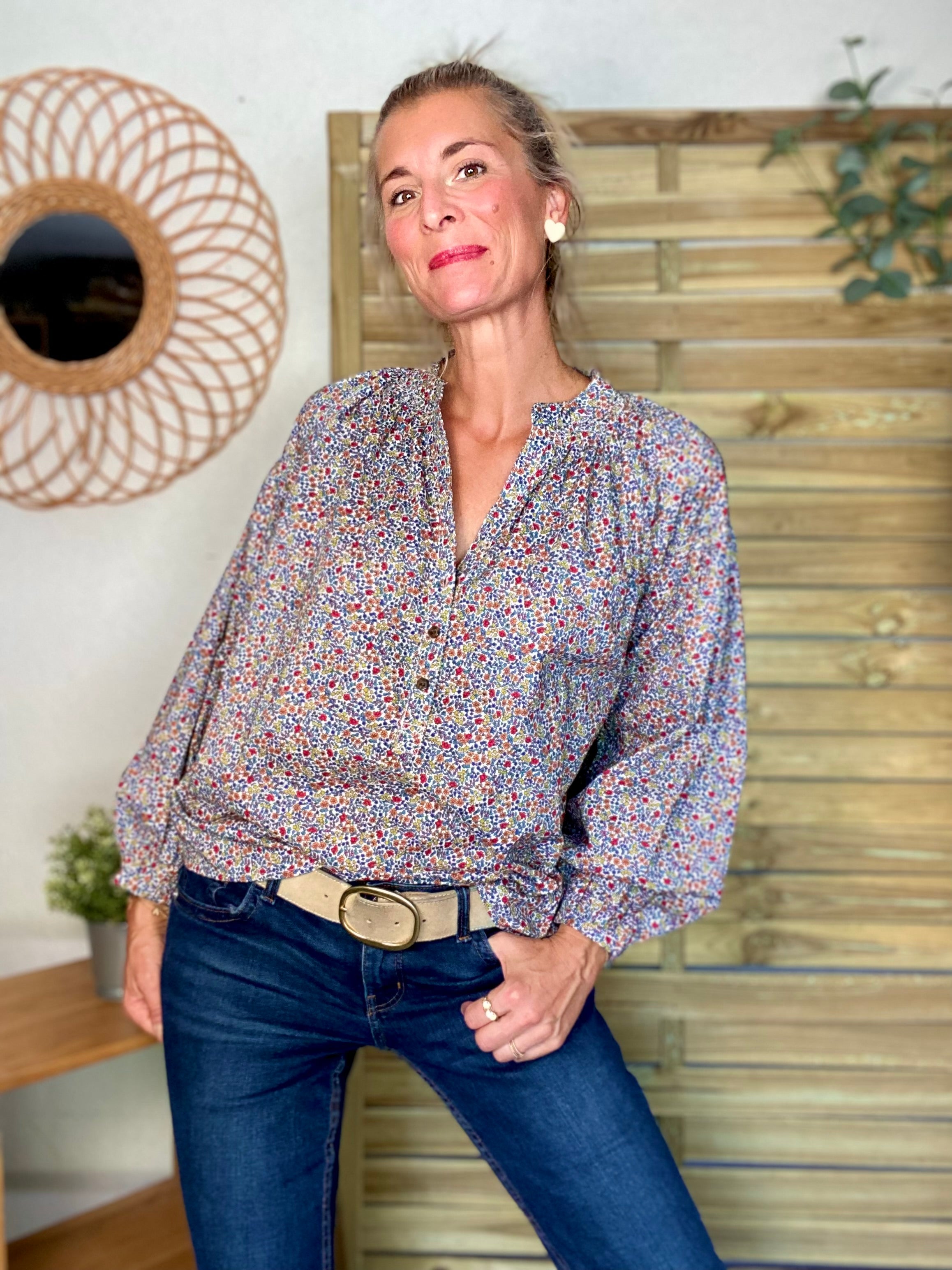 Blouse ample Liberty bleu EDWIGE