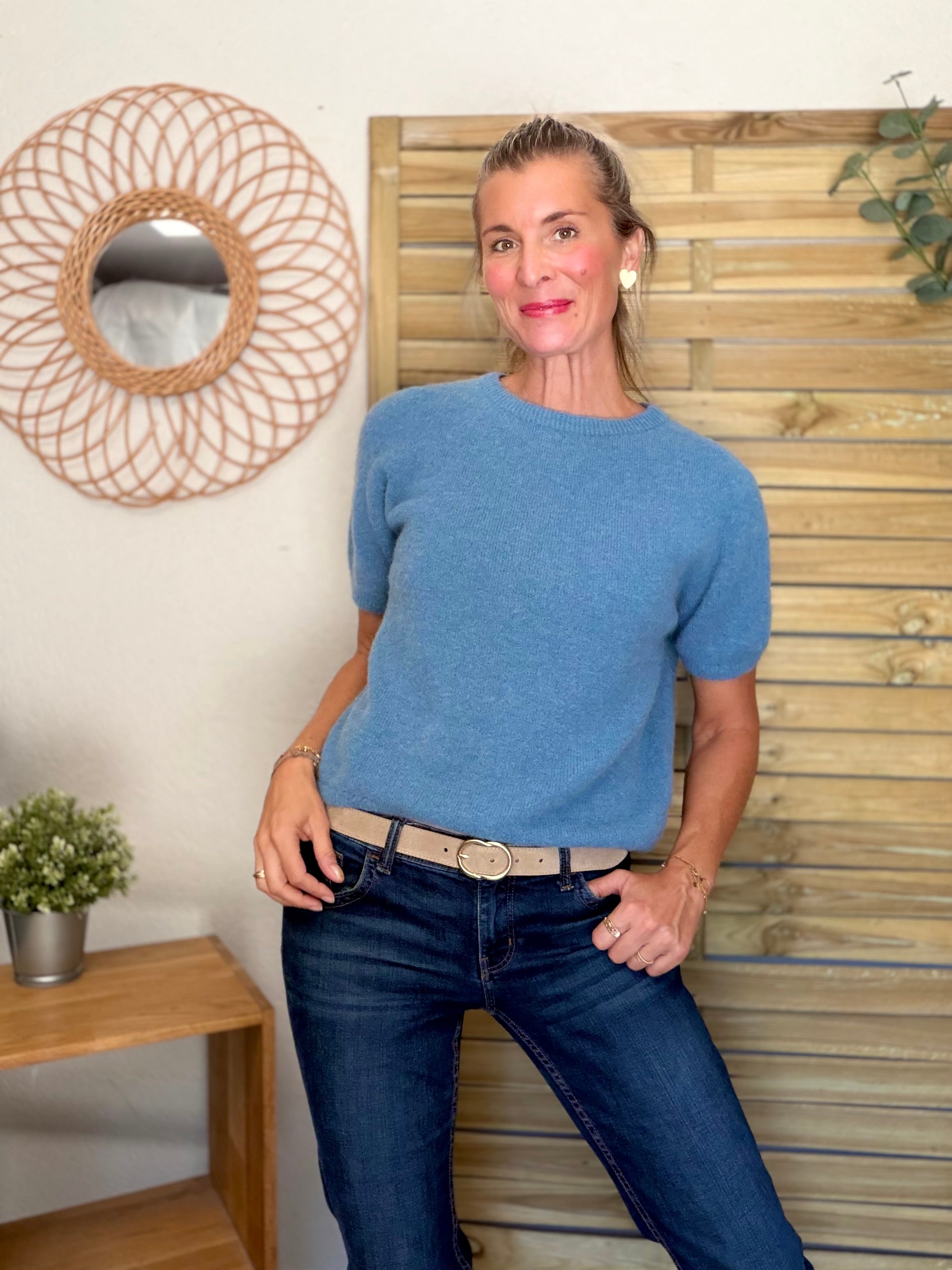 Pull laine et alpaga PEGGY - Bleu Jean