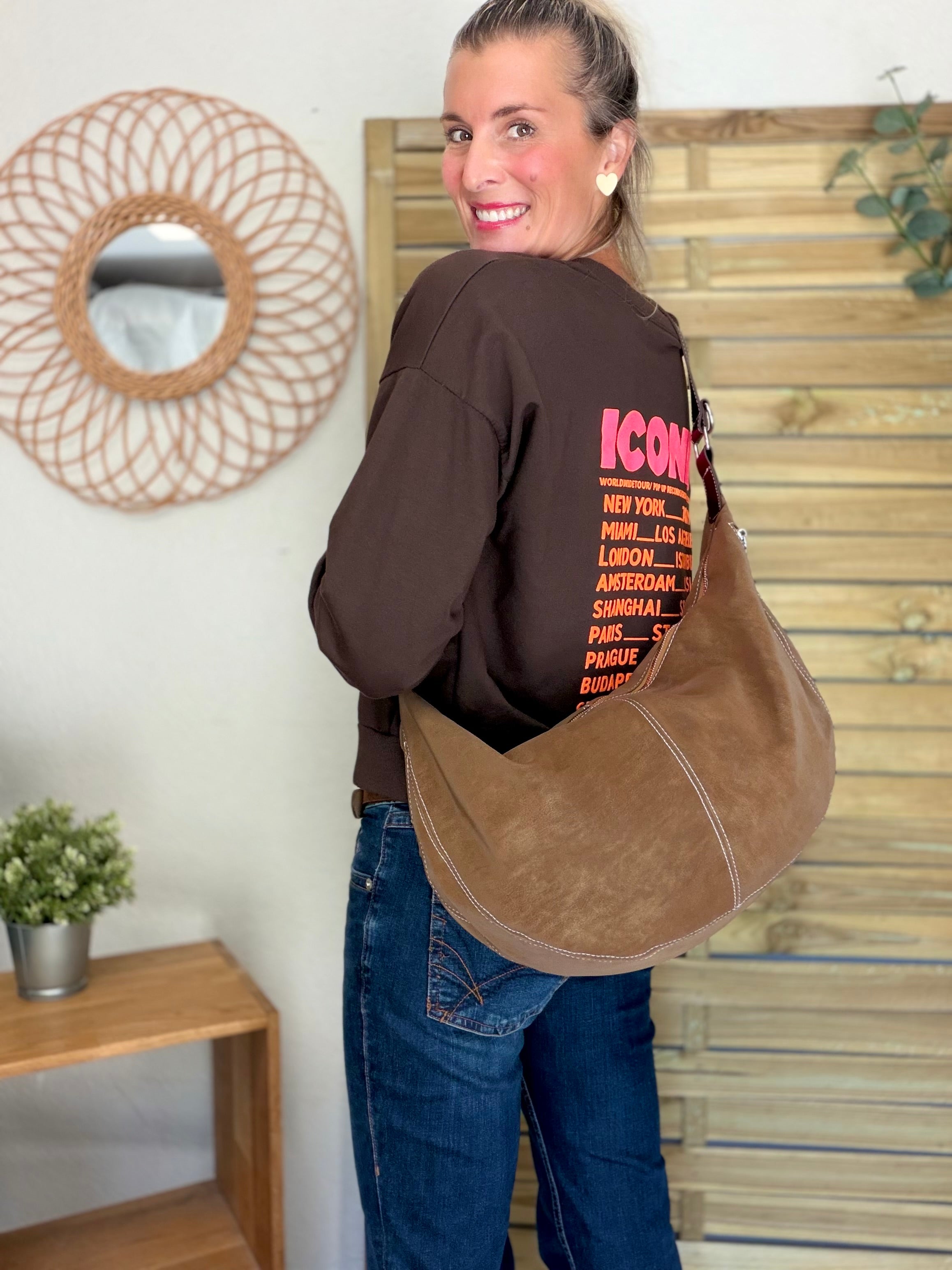Sweat ICONIC léger 100% coton FAUSTINE Chocolat (taille 36 à 46)