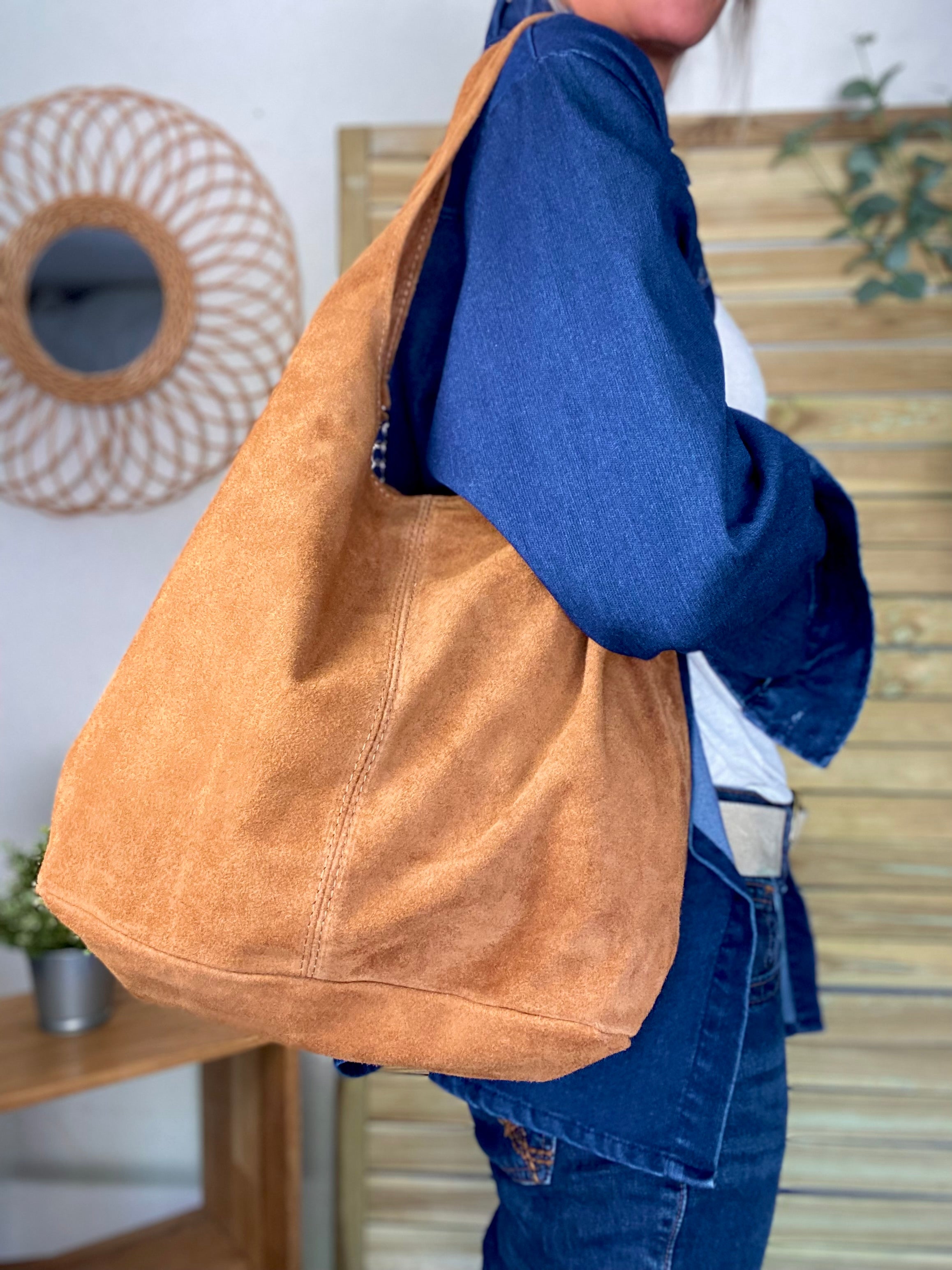Sac cabas cuir daim MARLON - Camel